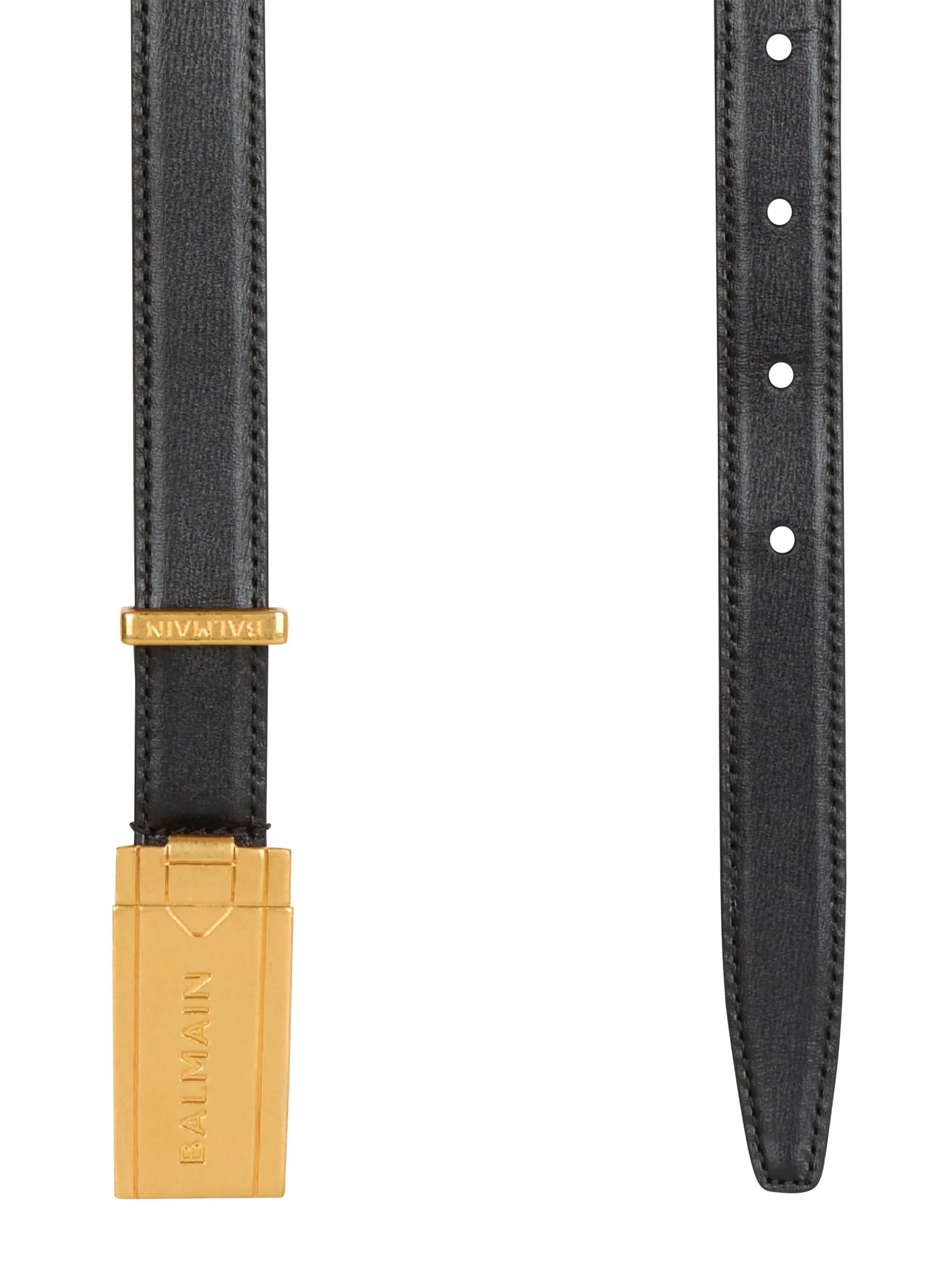 logo-plaque leather belt