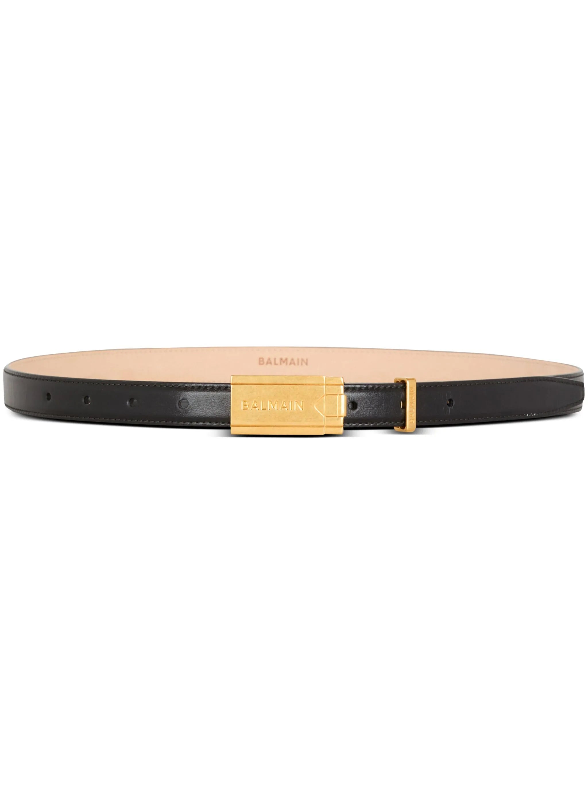 logo-plaque leather belt