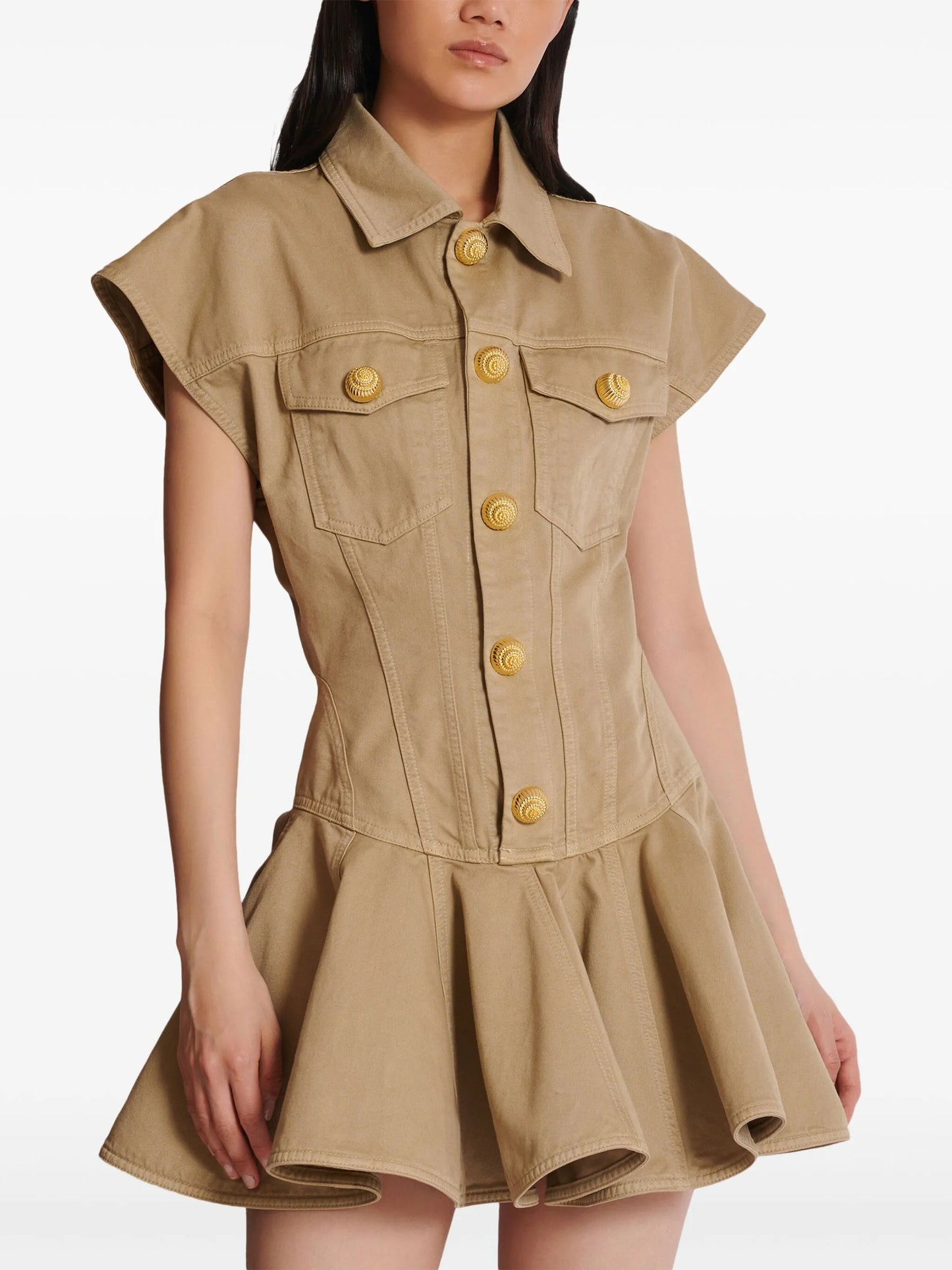 flared cotton-canvas dress