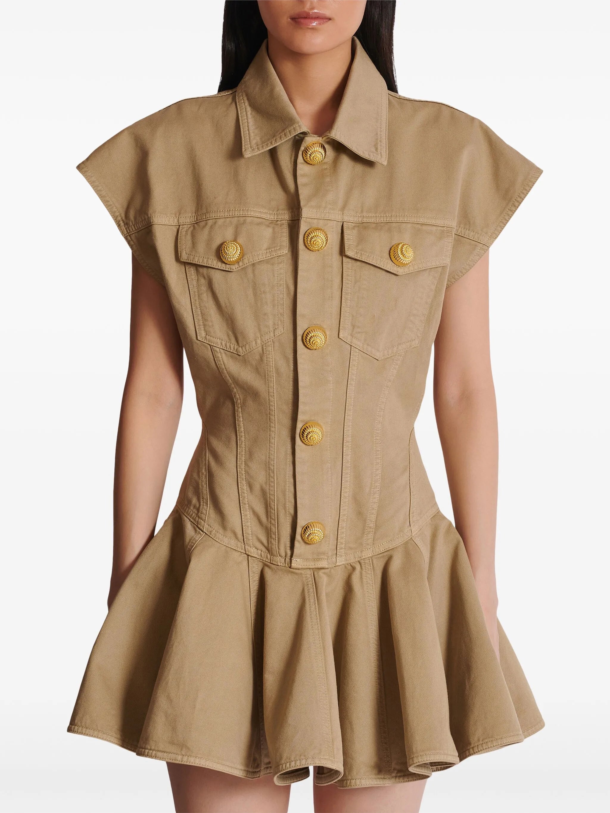 flared cotton-canvas dress