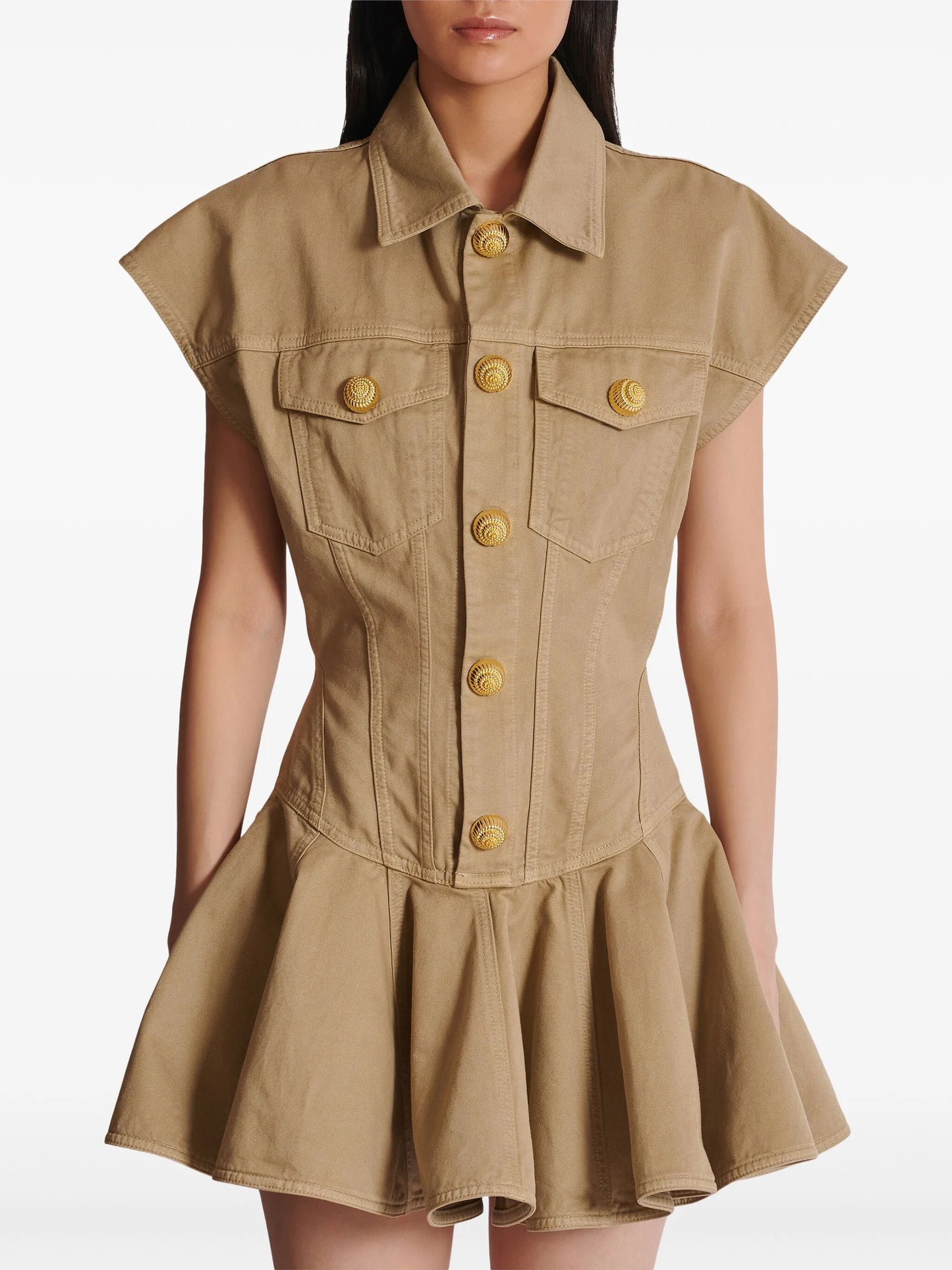 flared cotton-canvas dress