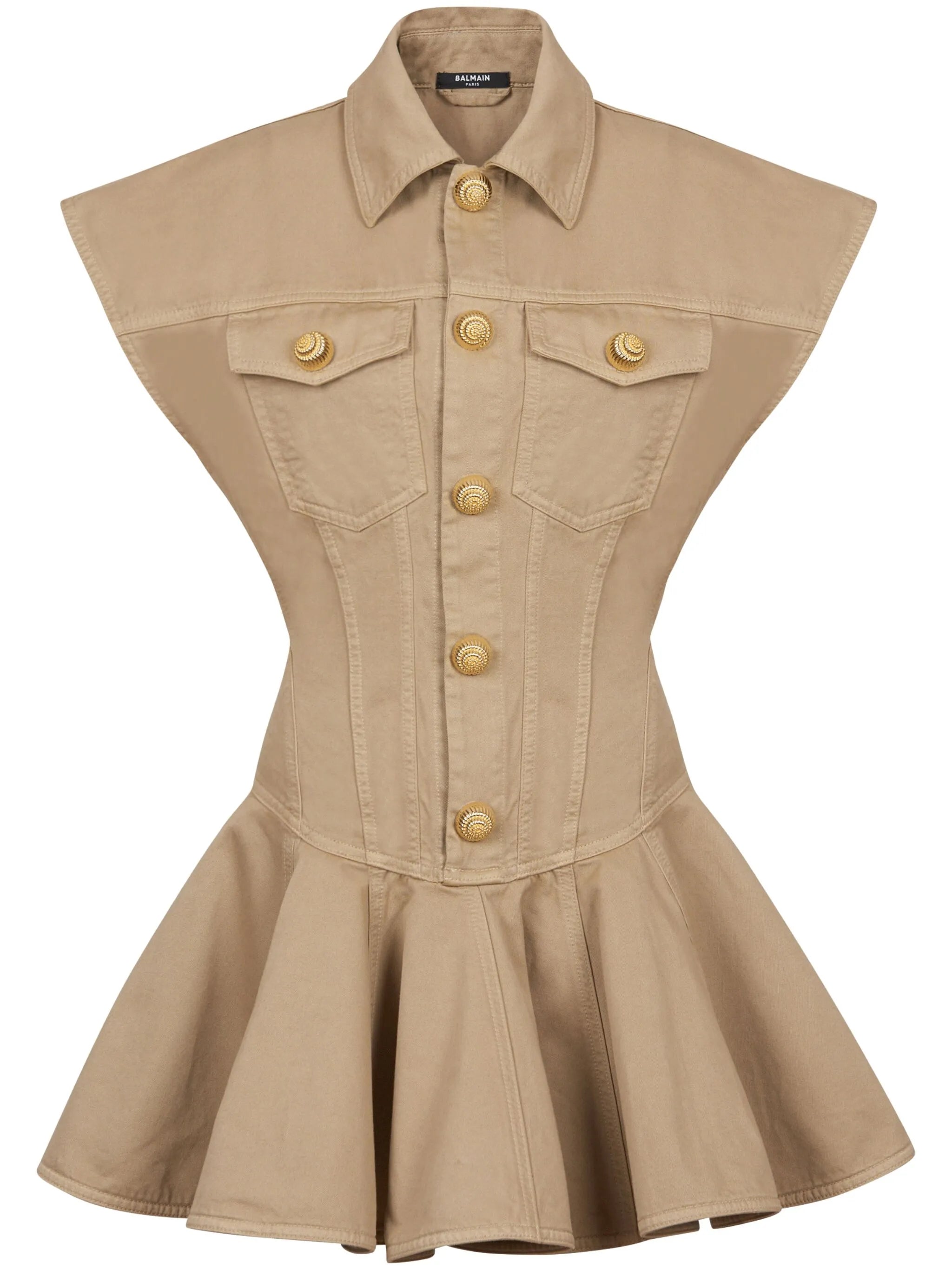 flared cotton-canvas dress