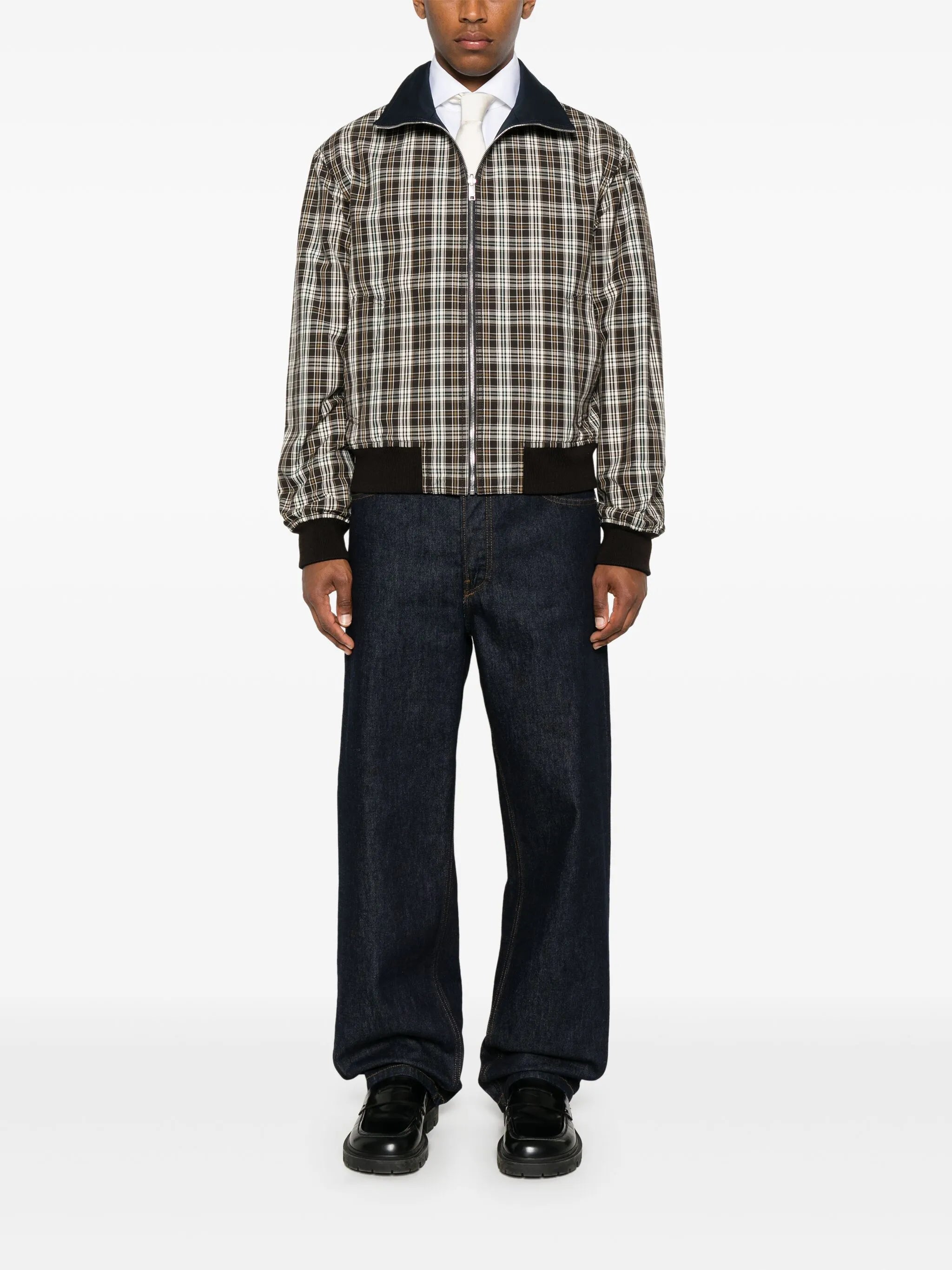 checked cotton bomber jacket