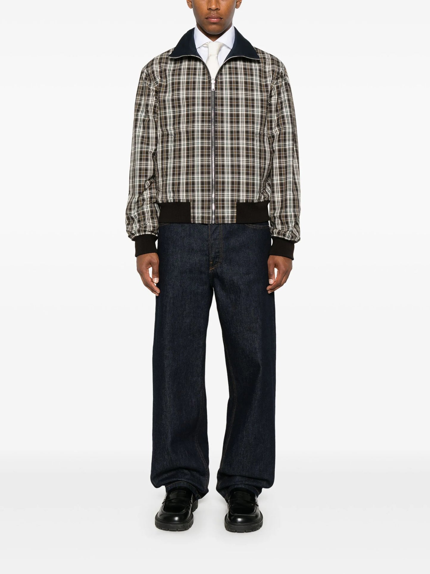 checked cotton bomber jacket