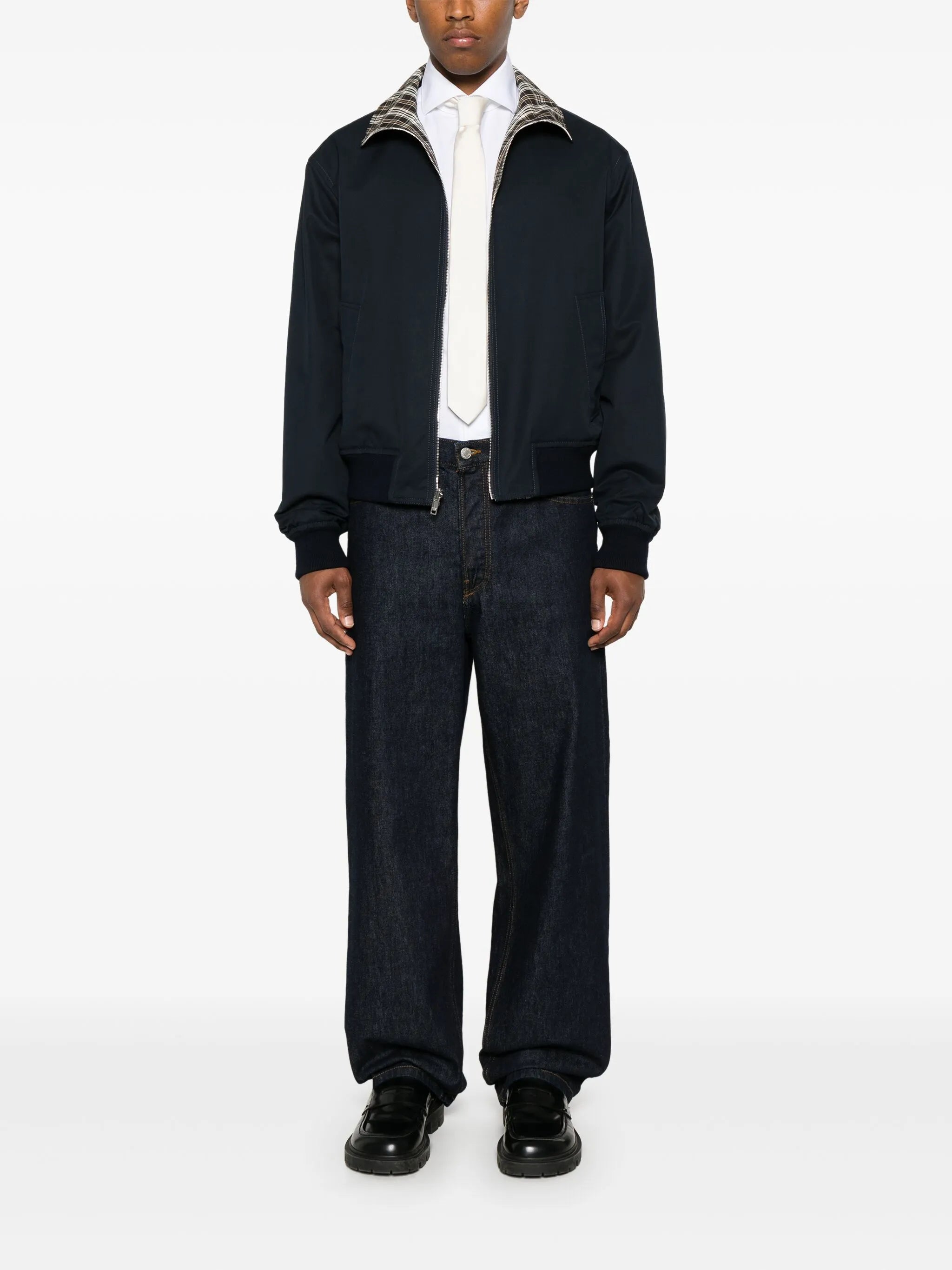 checked cotton bomber jacket
