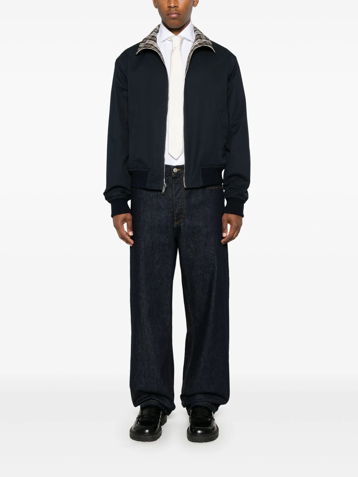 checked cotton bomber jacket
