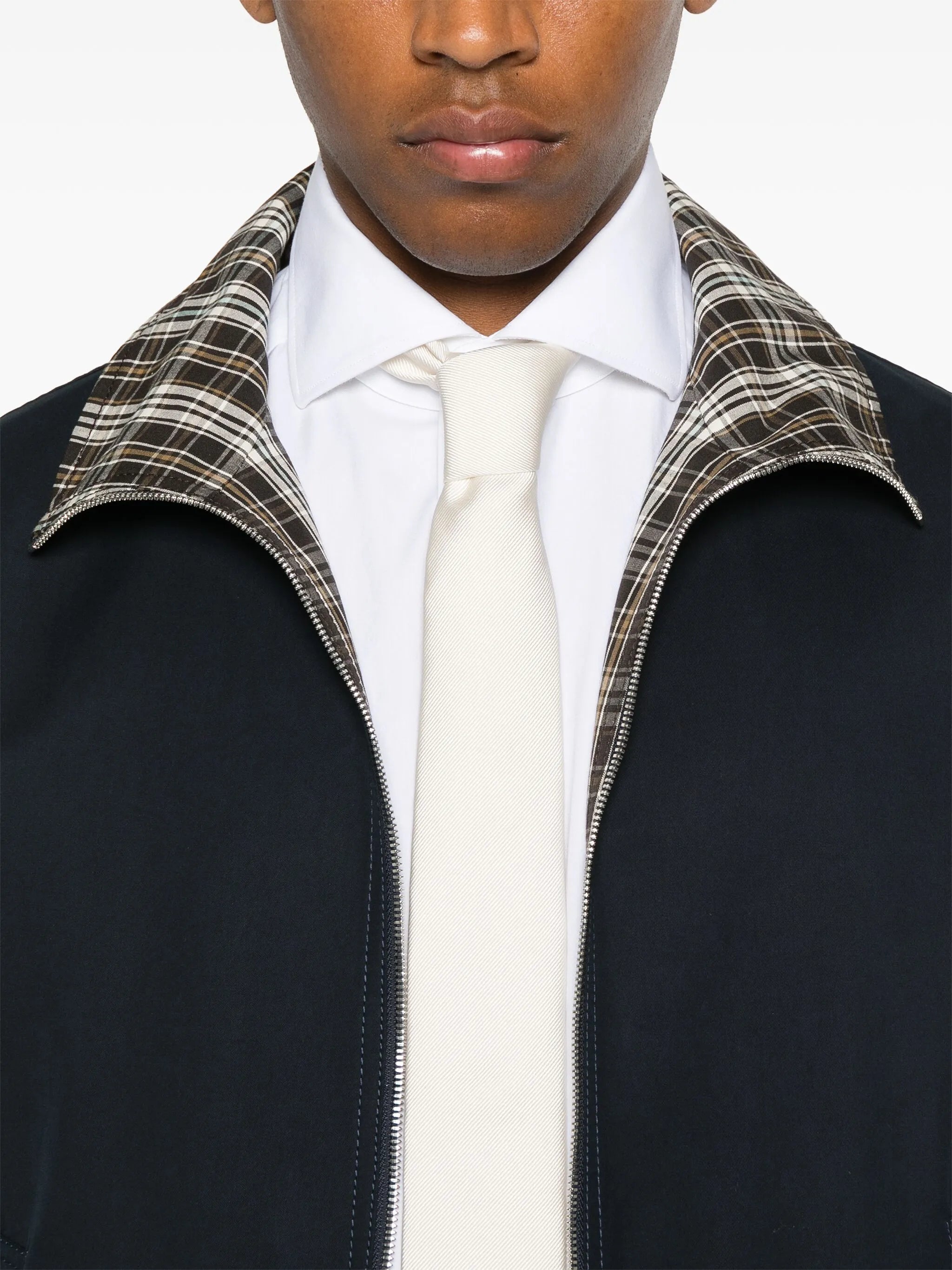 checked cotton bomber jacket