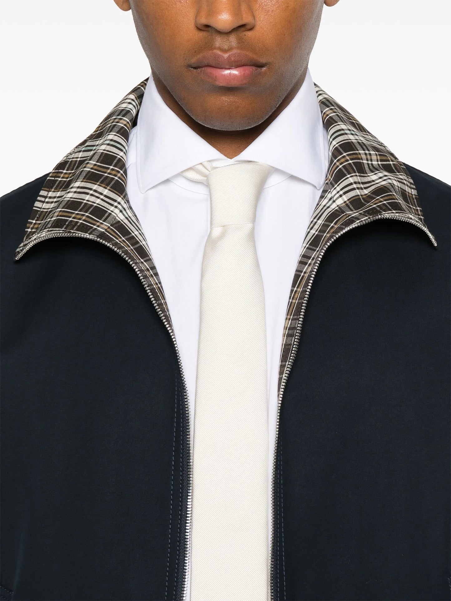 checked cotton bomber jacket