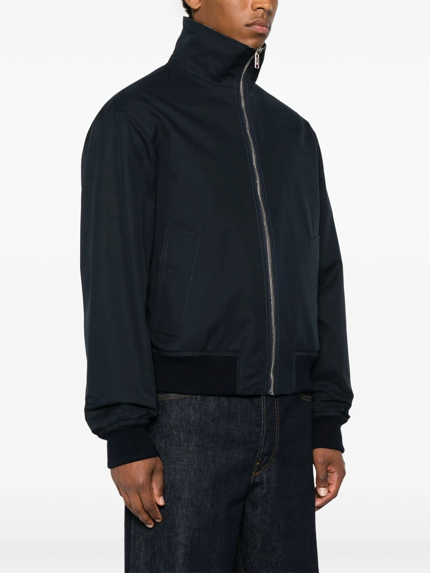 checked cotton bomber jacket