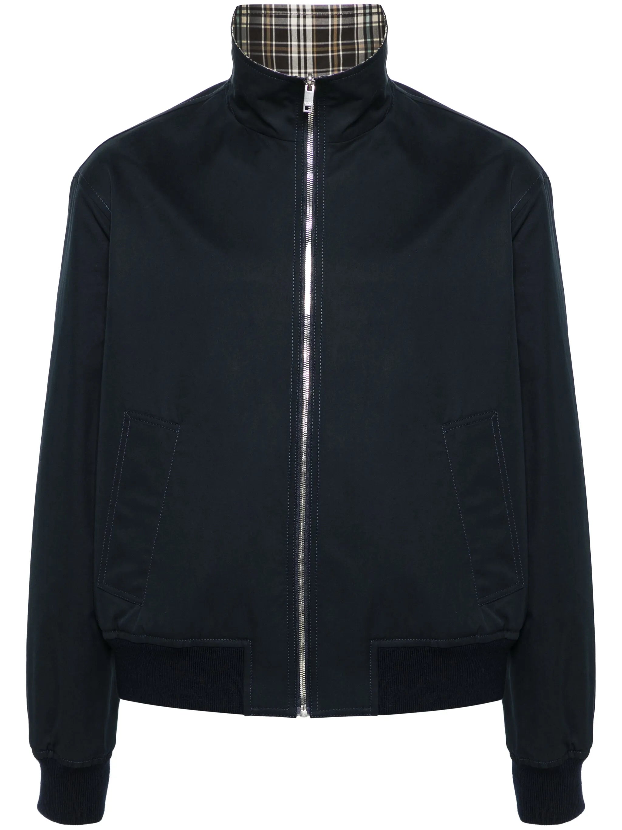 checked cotton bomber jacket