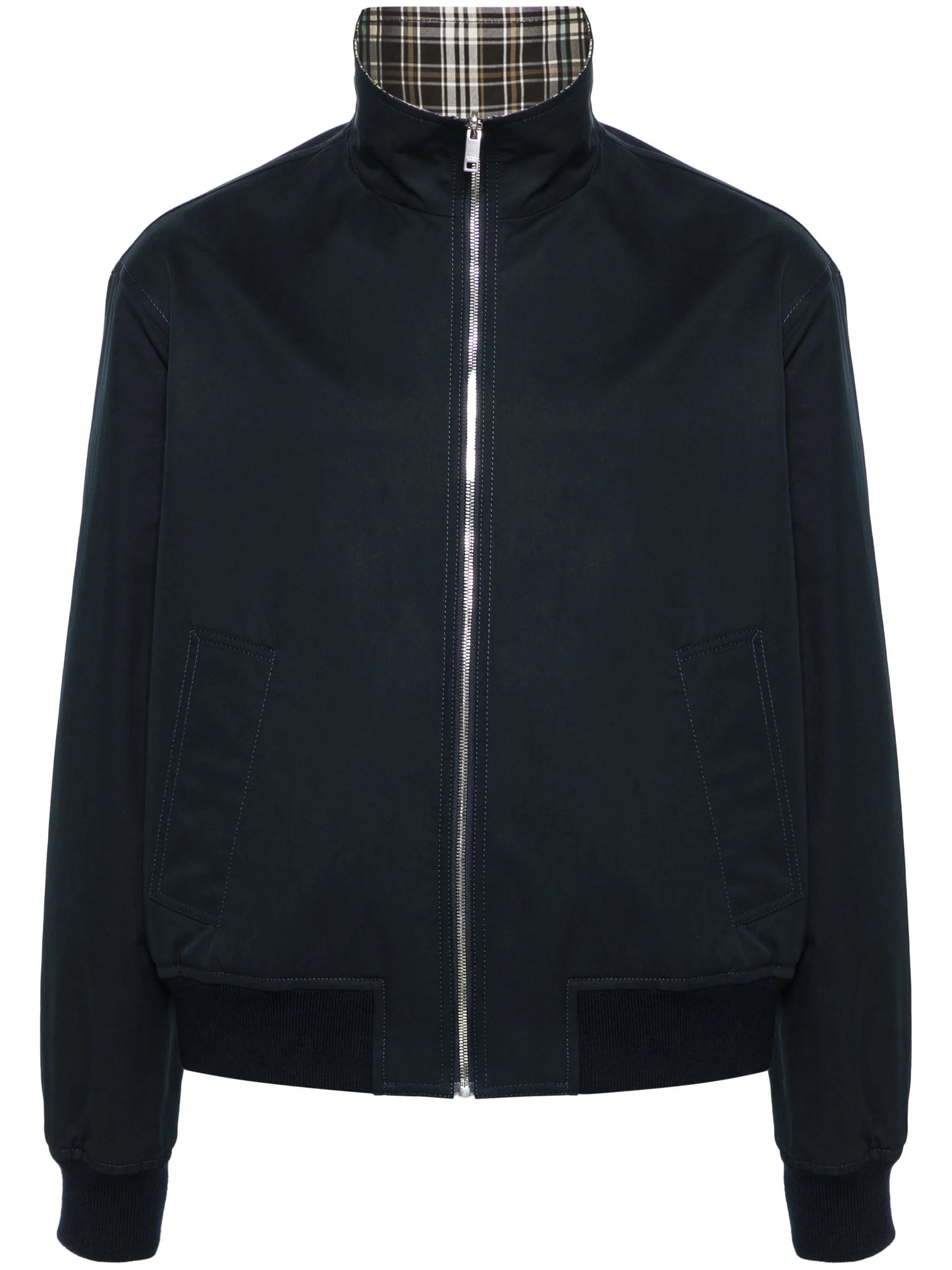 checked cotton bomber jacket