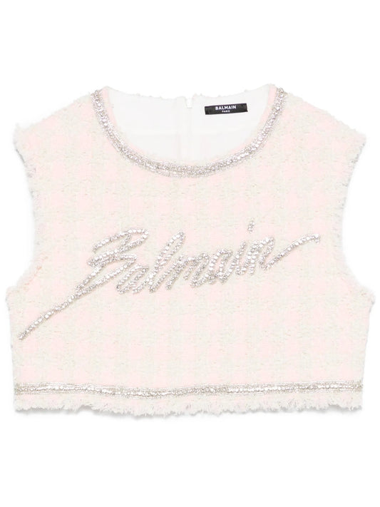crystal-embellished cropped top