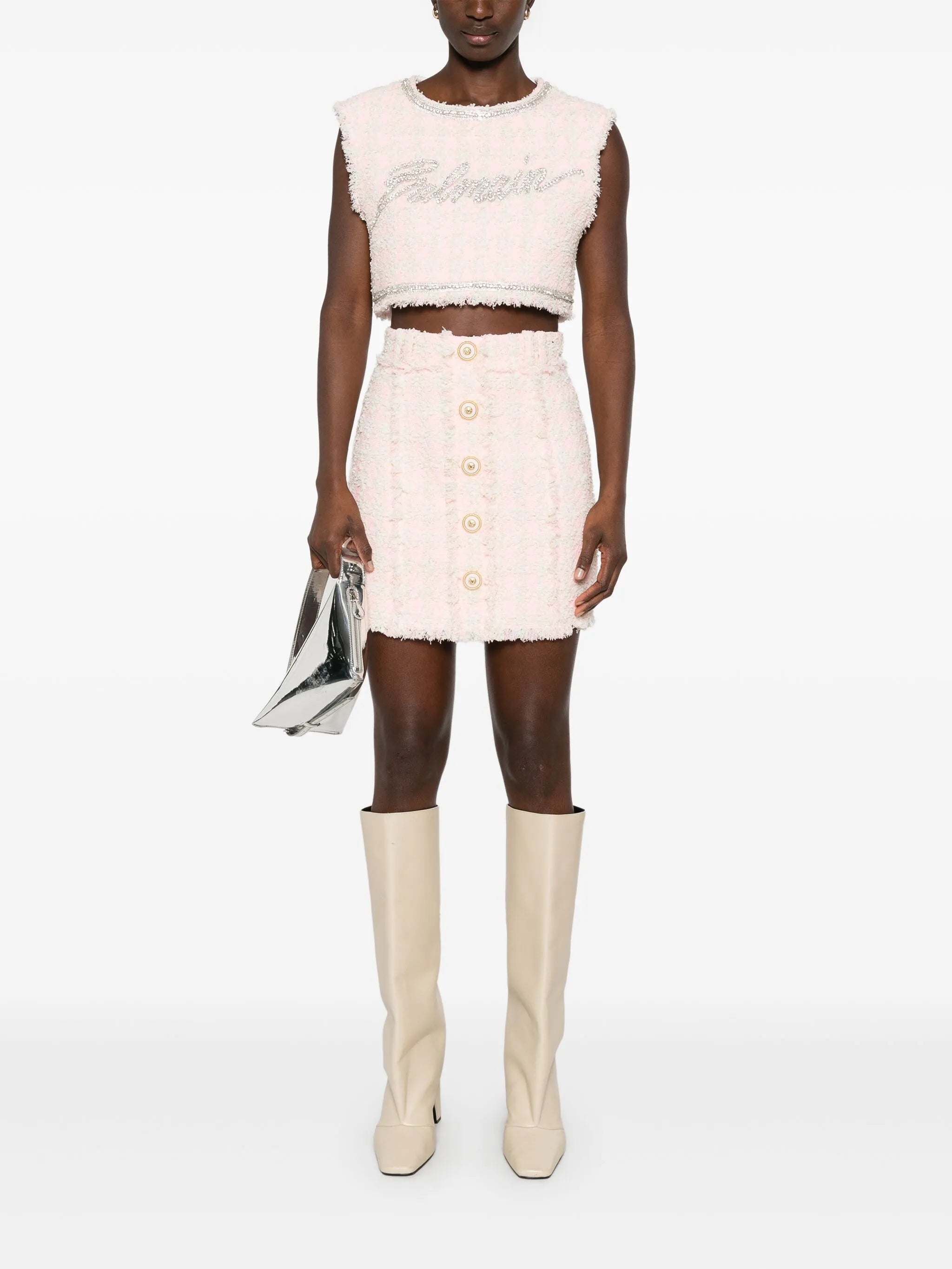 crystal-embellished cropped top