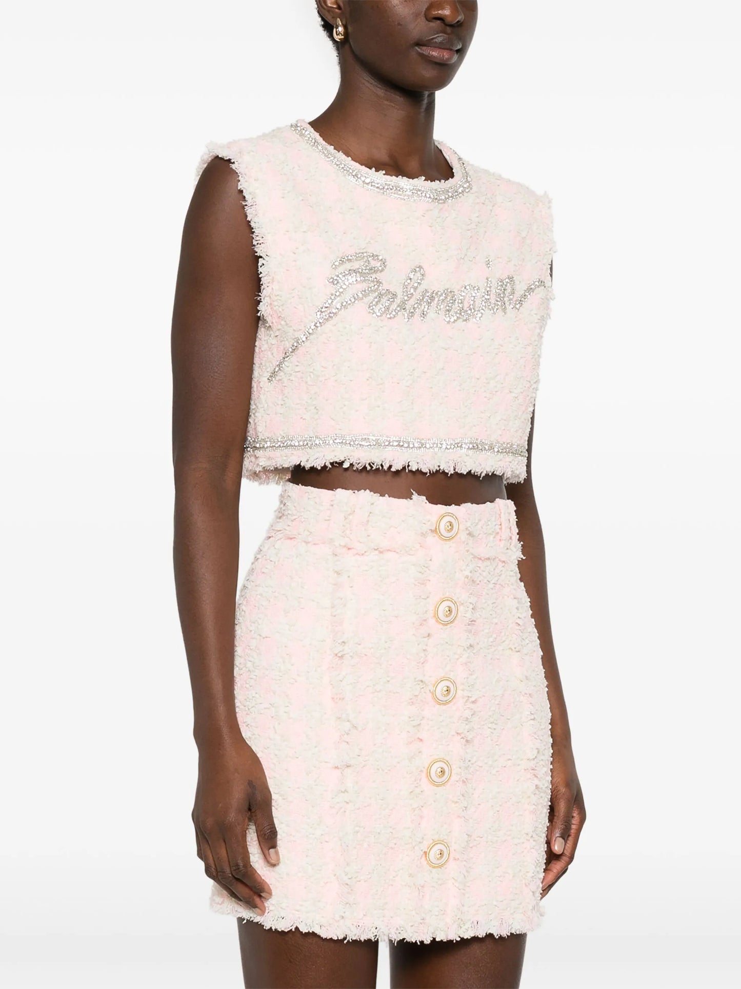 crystal-embellished cropped top