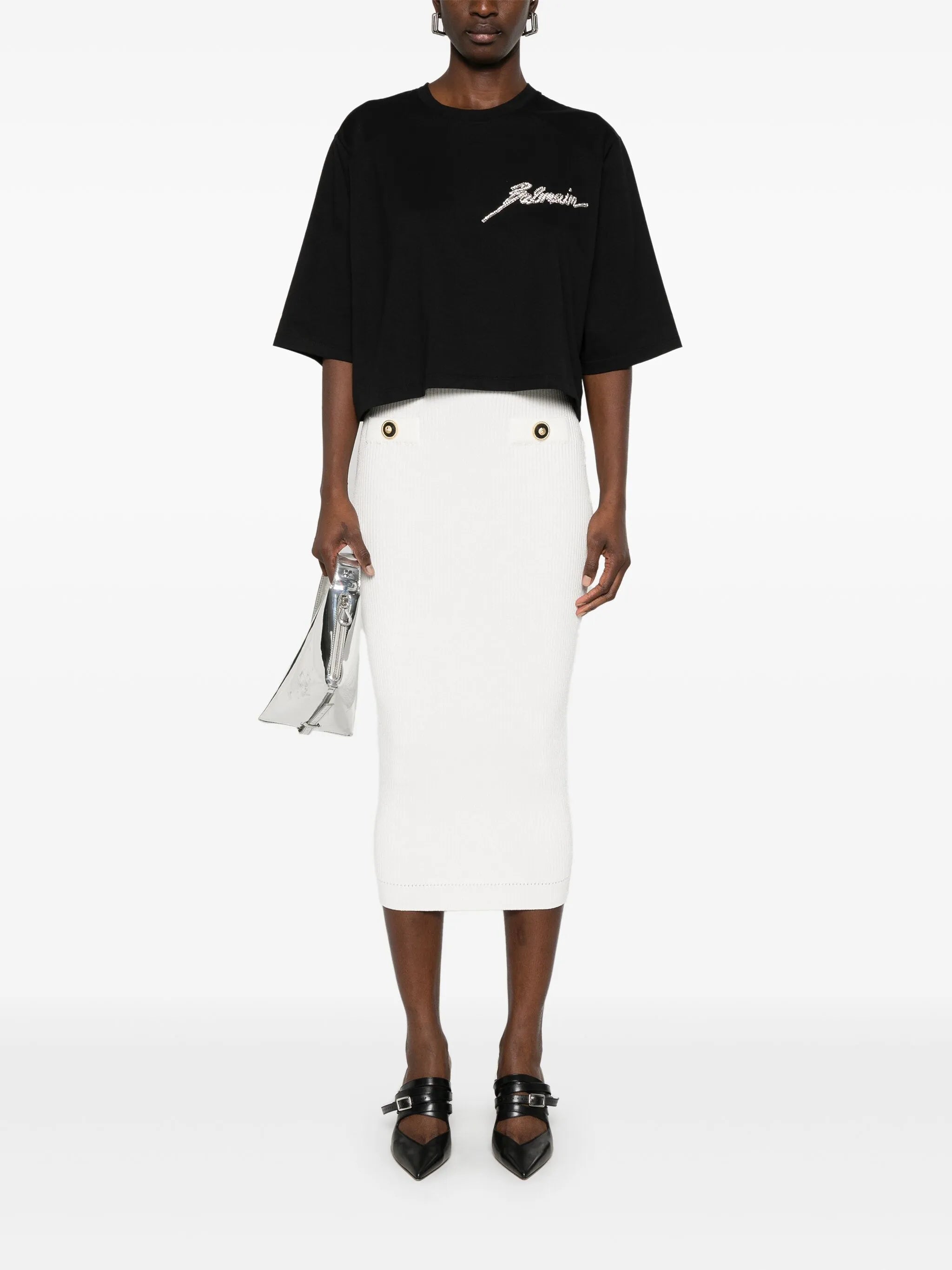 ribbed midi skirt