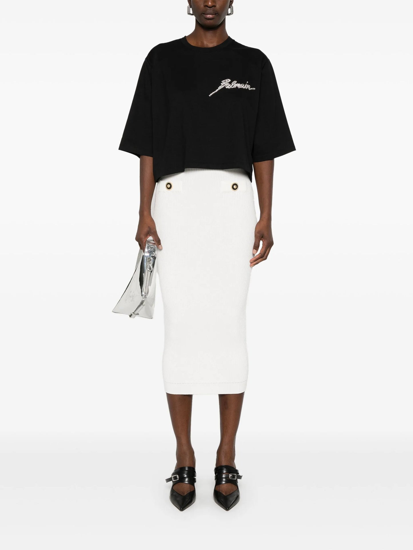 ribbed midi skirt