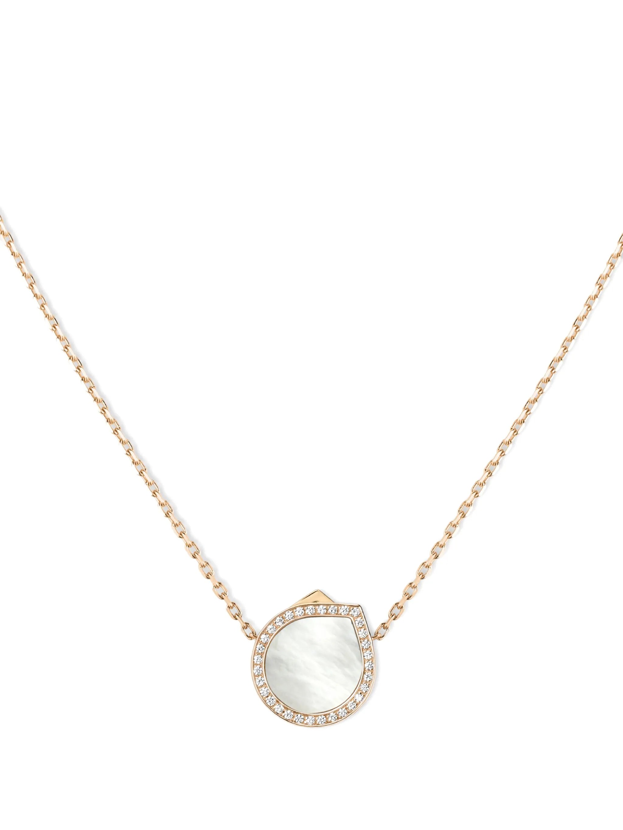 18kt rose gold Antifer diamond and pearl necklace