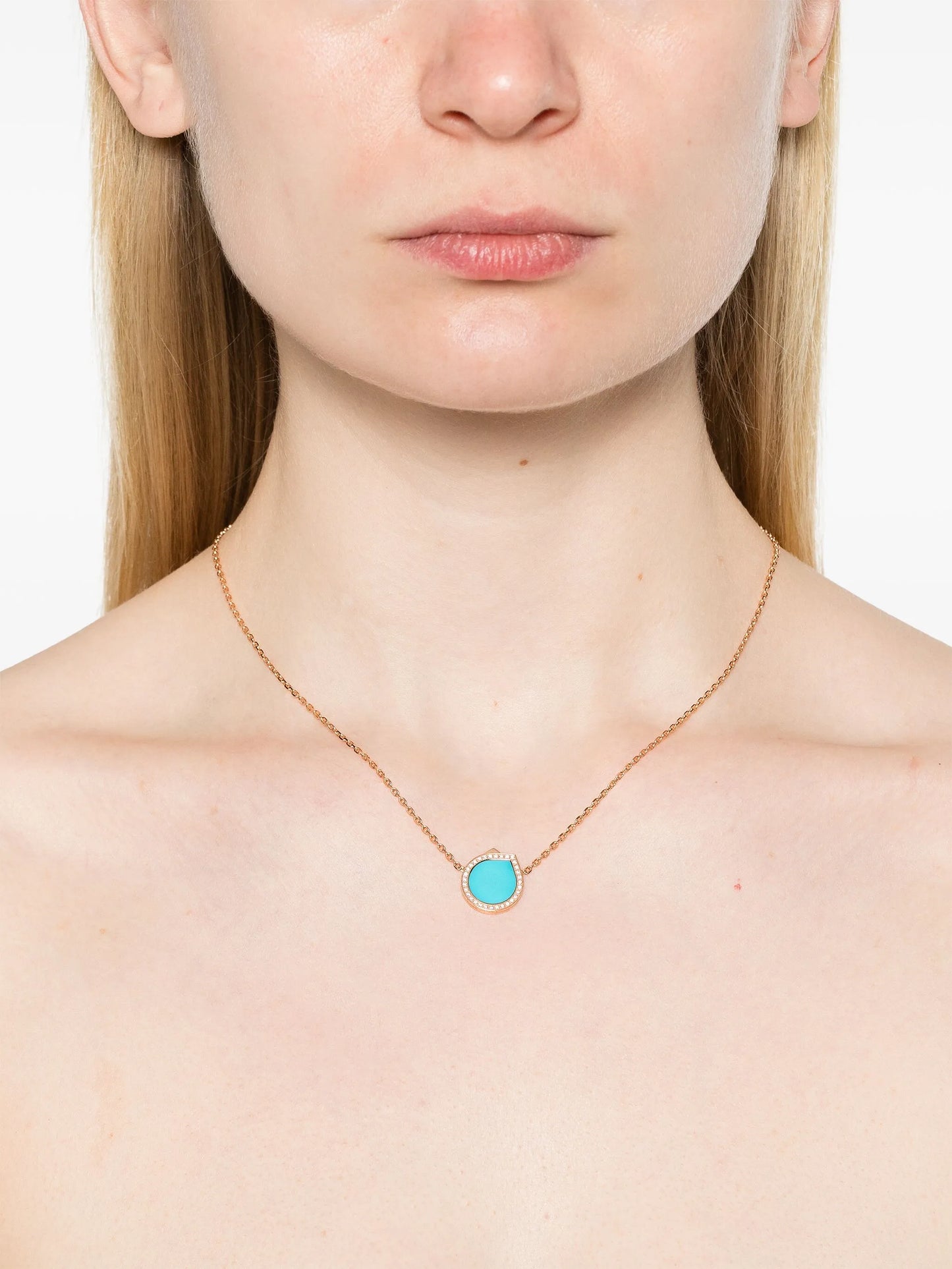 18K rose gold Antifer diamond pendant necklace