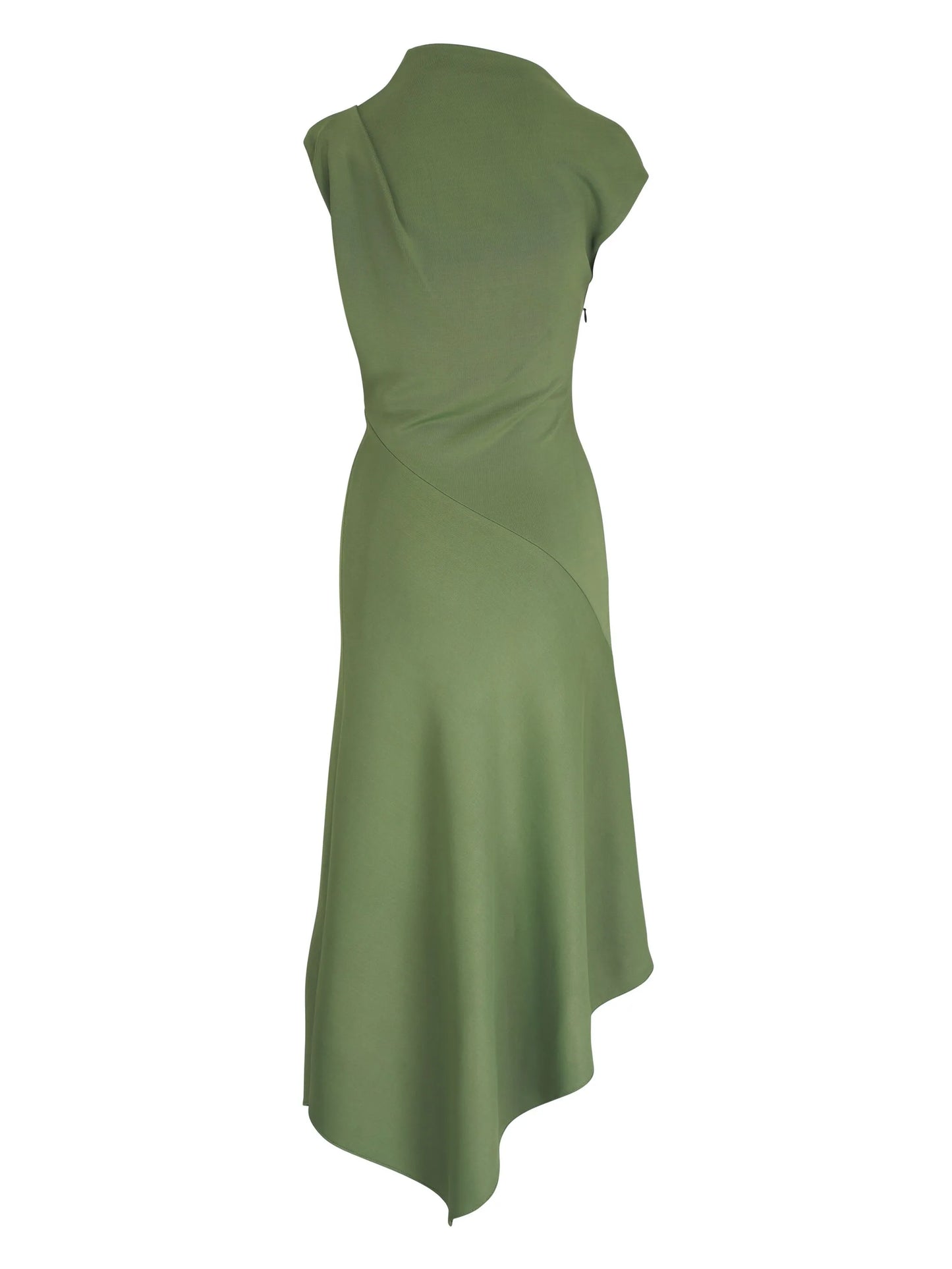 asymmetric draped midi dress