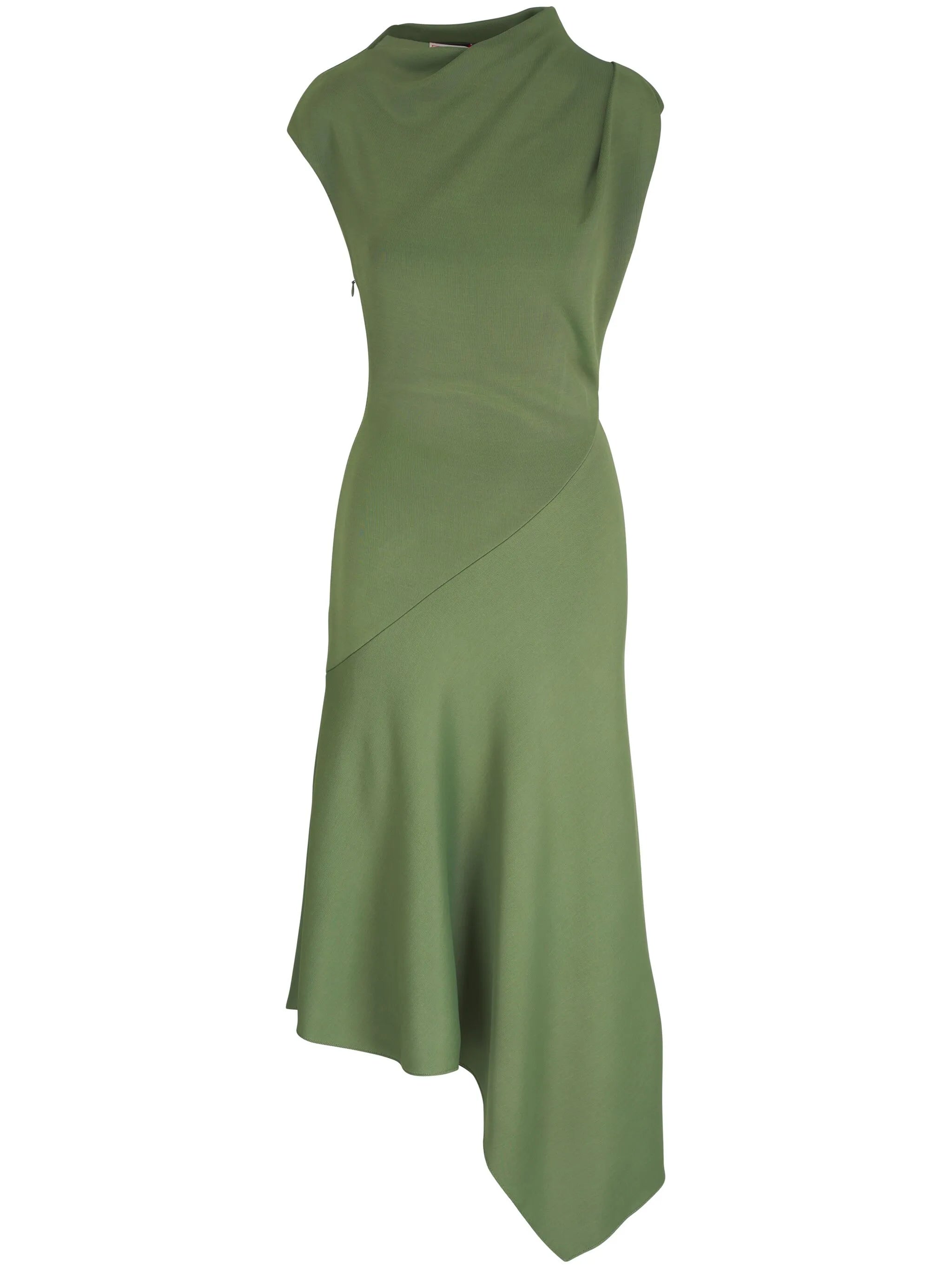 asymmetric draped midi dress