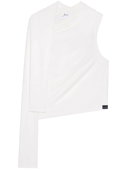 asymmetric off-shoulder T-shirt