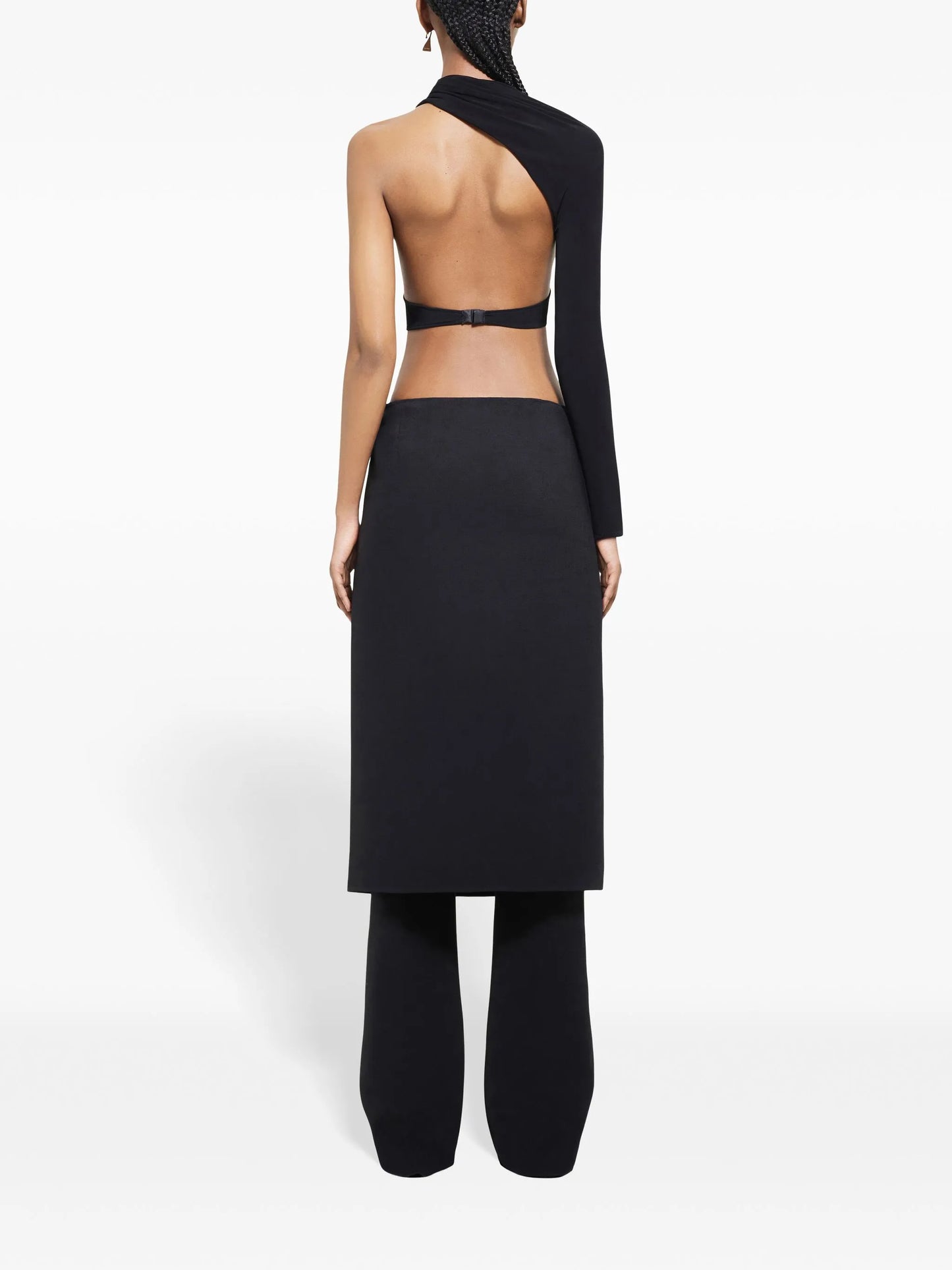 oblique tailored midi skirt