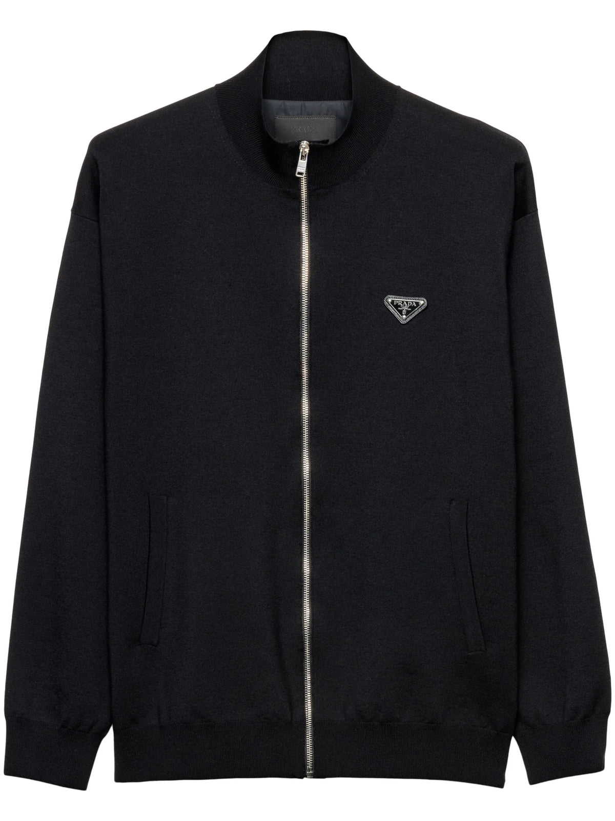 logo-plaque zip-up cardigan