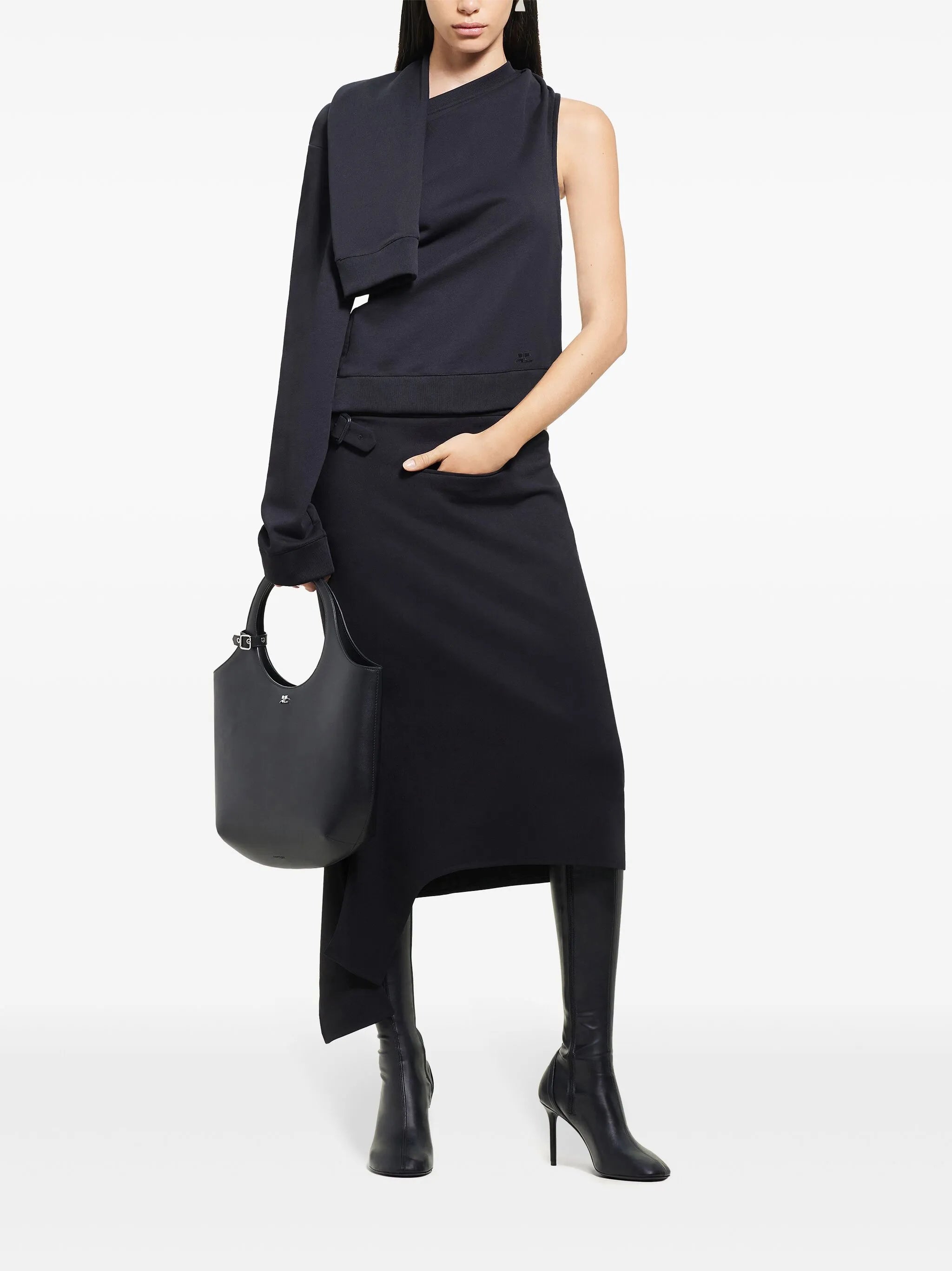 asymmetric off-shoulder sweatshirt