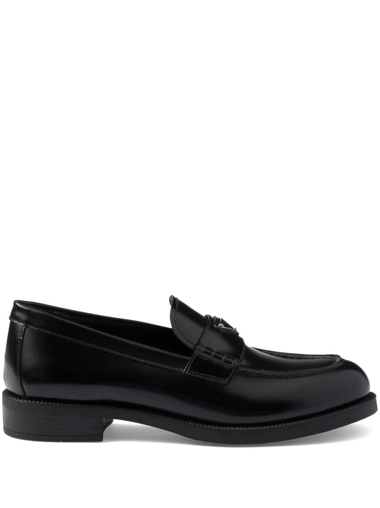 brushed leather loafers