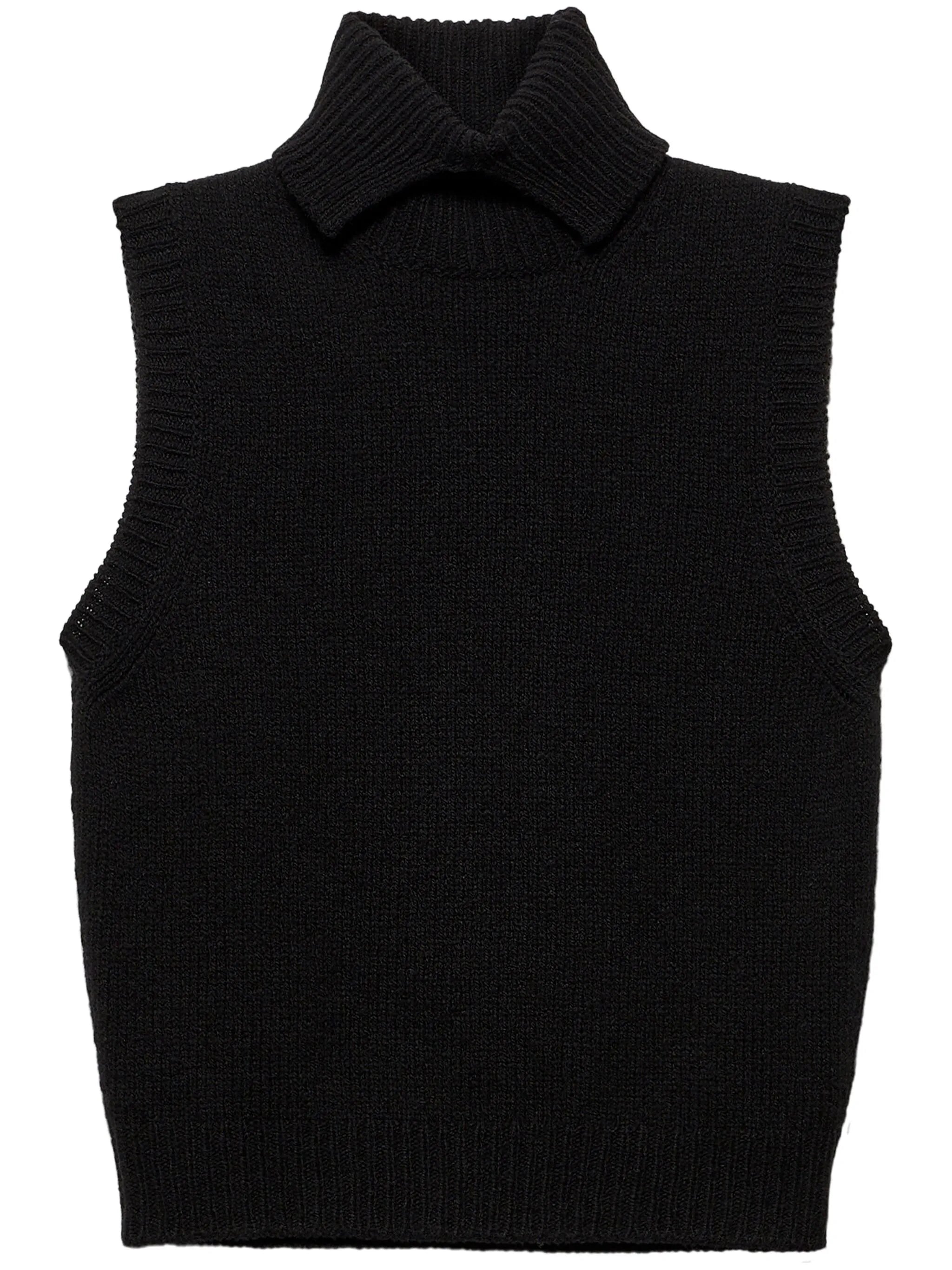 roll-neck cashmere vest