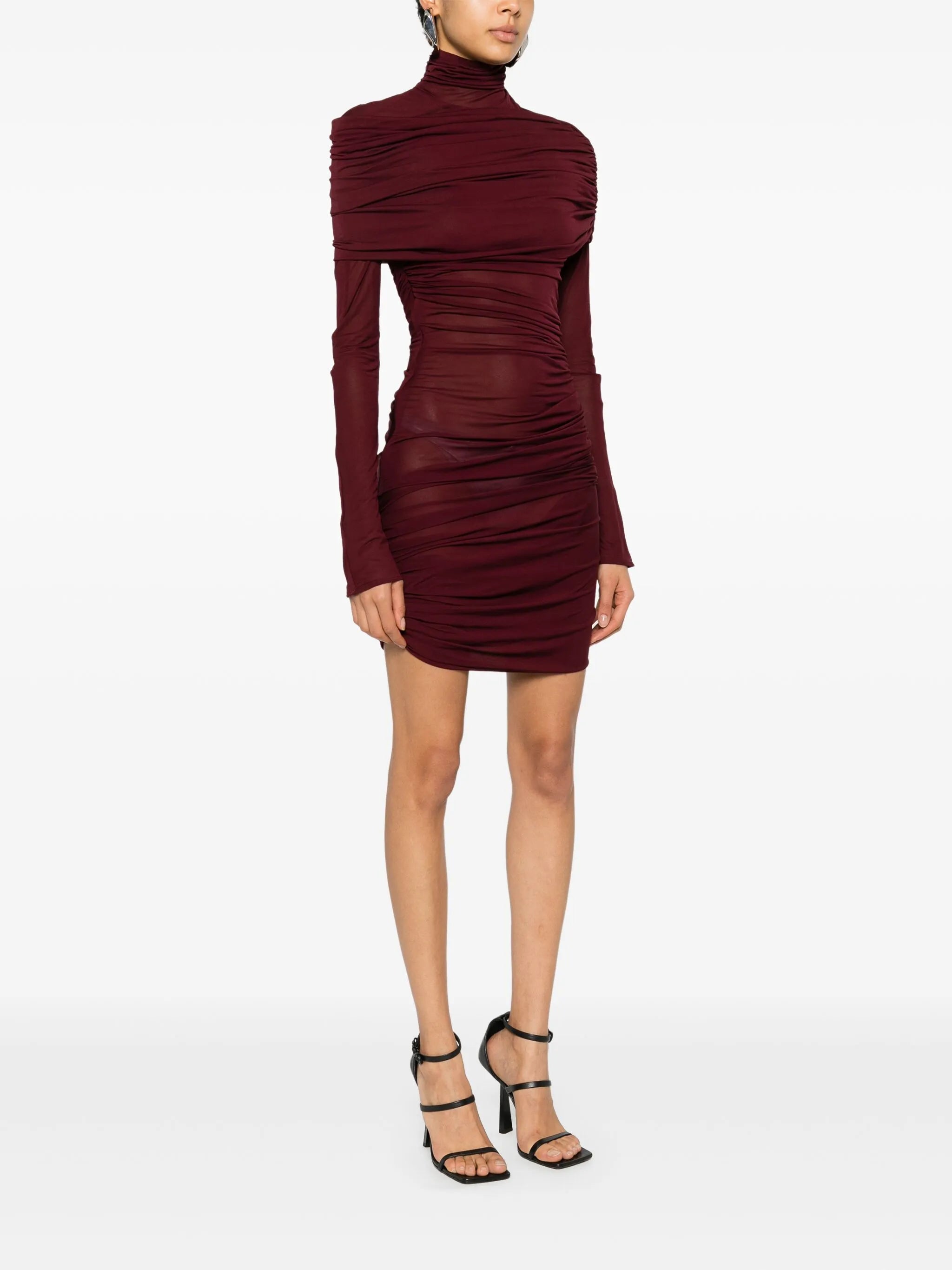 ruched semi-sheer dress