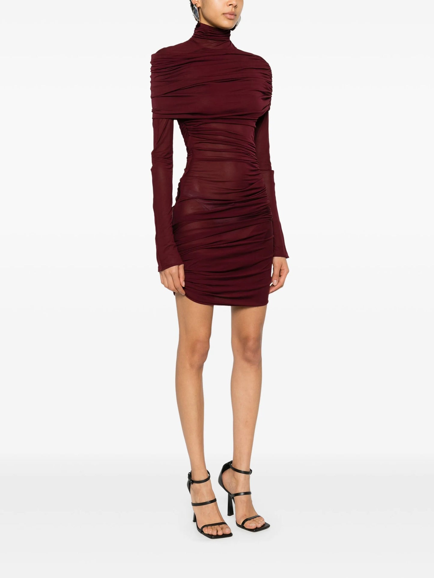 ruched semi-sheer dress