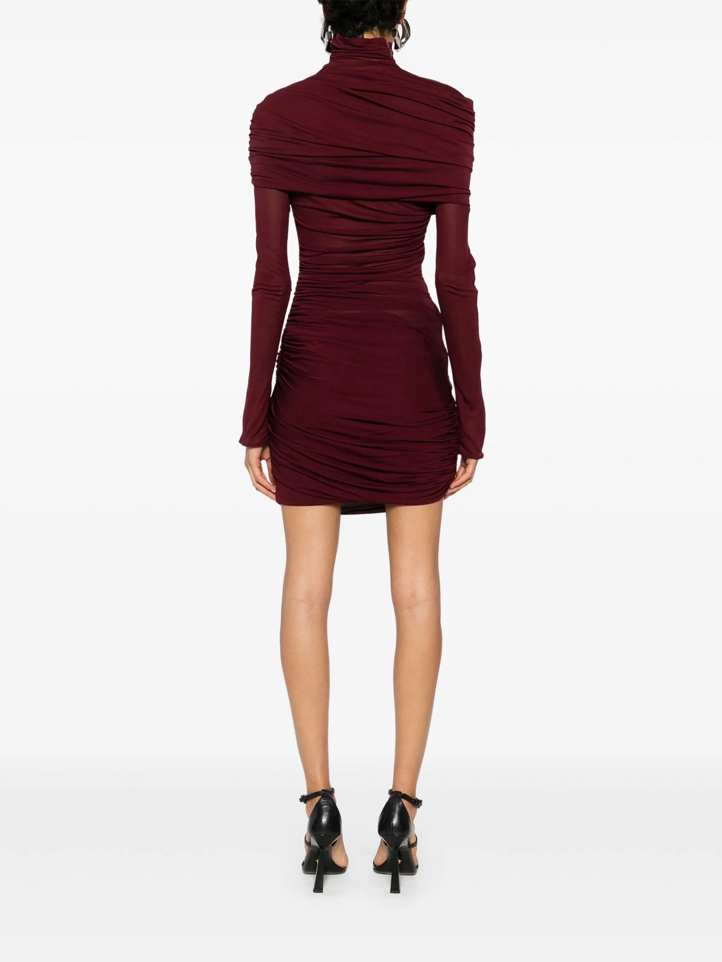 ruched semi-sheer dress
