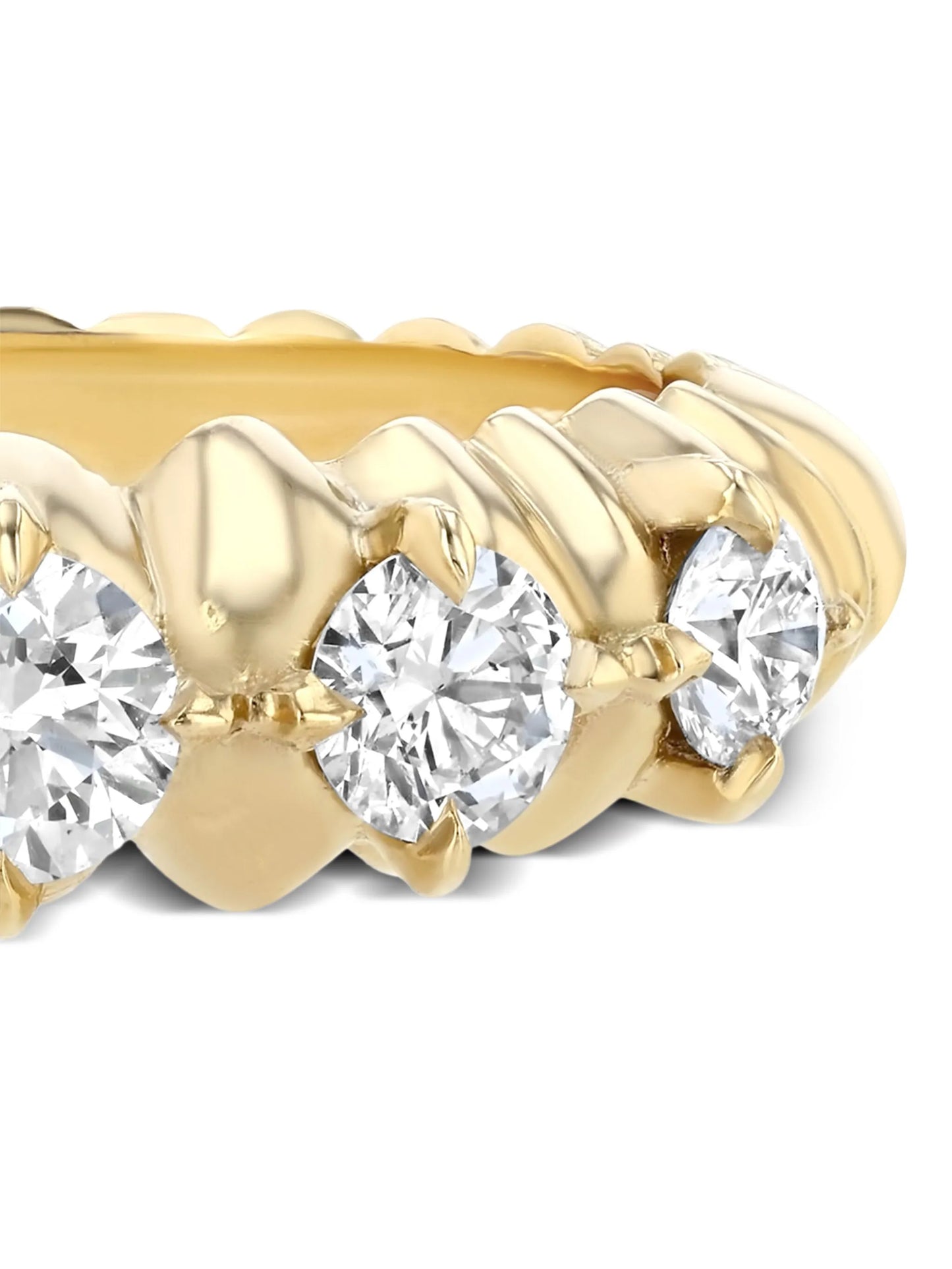 18kt yellow gold Crescent diamond ring