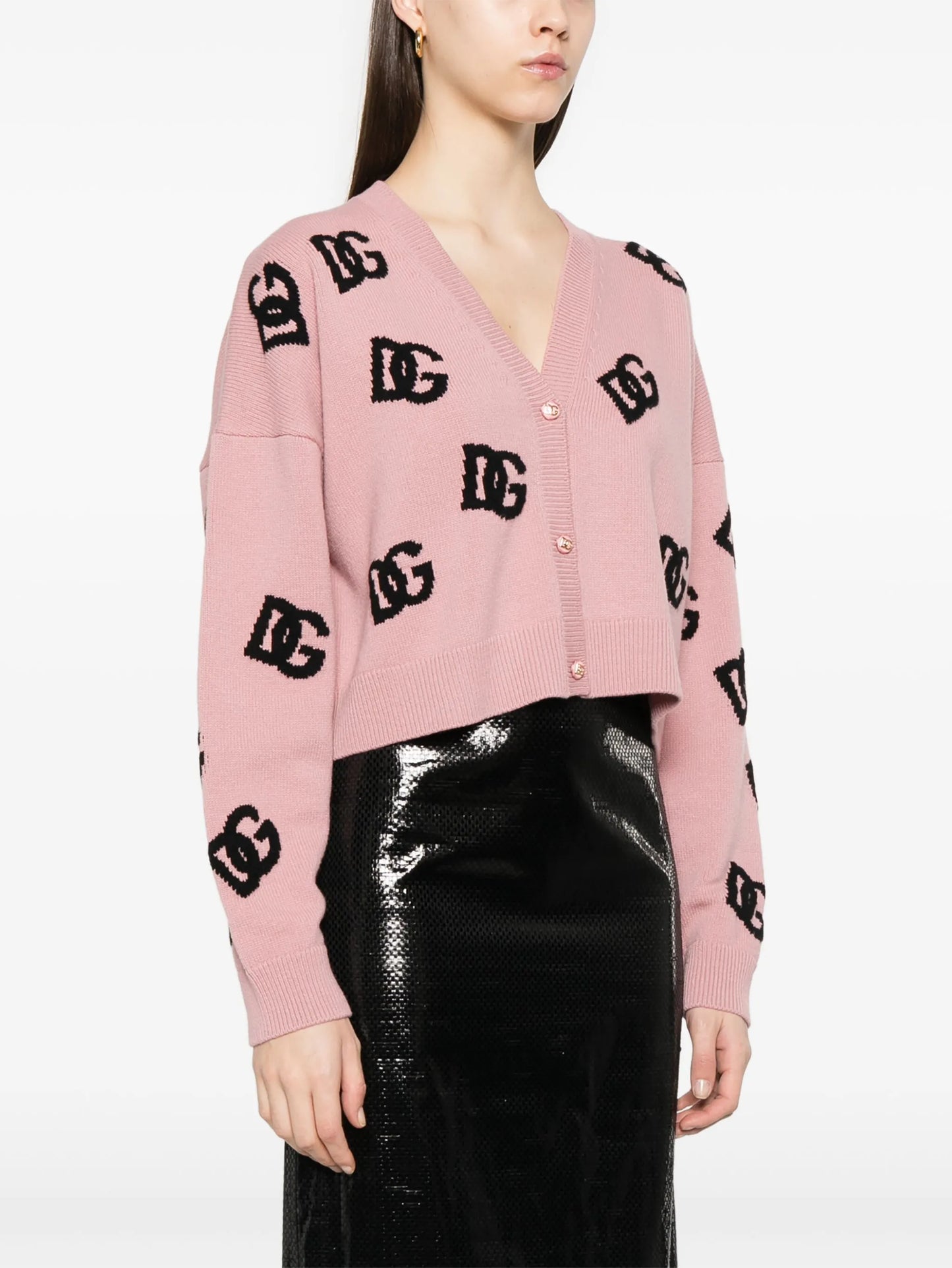 DNA jacquard-logo cropped cardigan