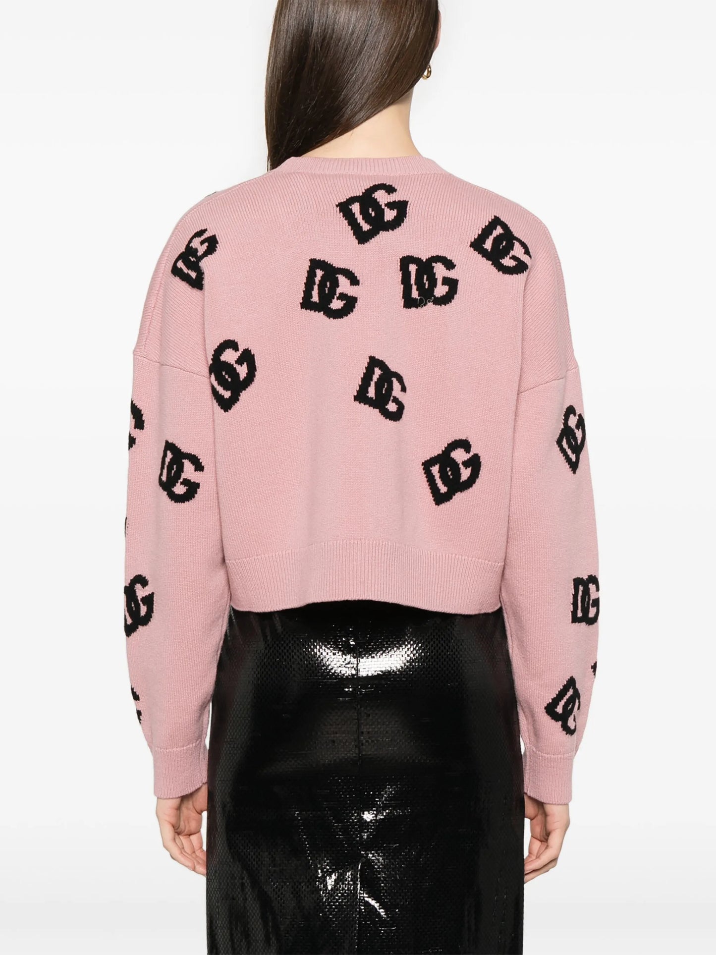 DNA jacquard-logo cropped cardigan