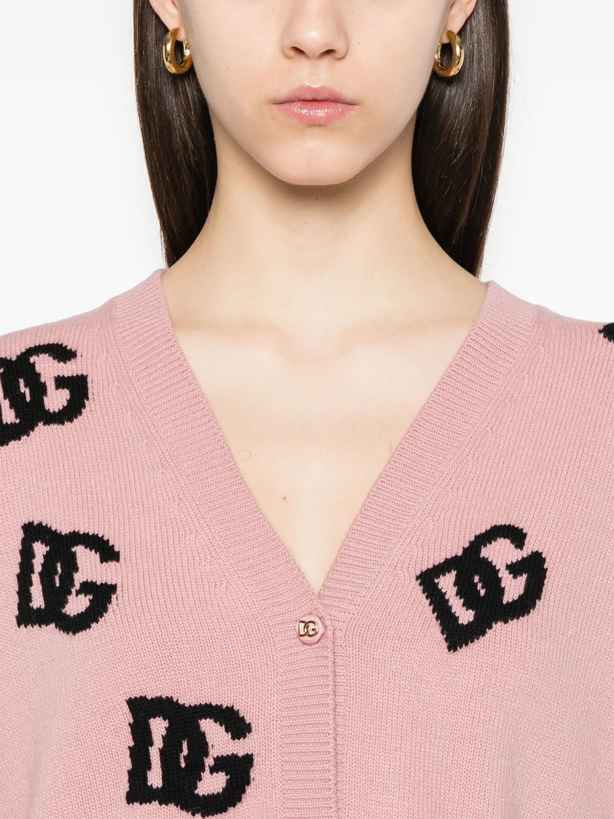 DNA jacquard-logo cropped cardigan