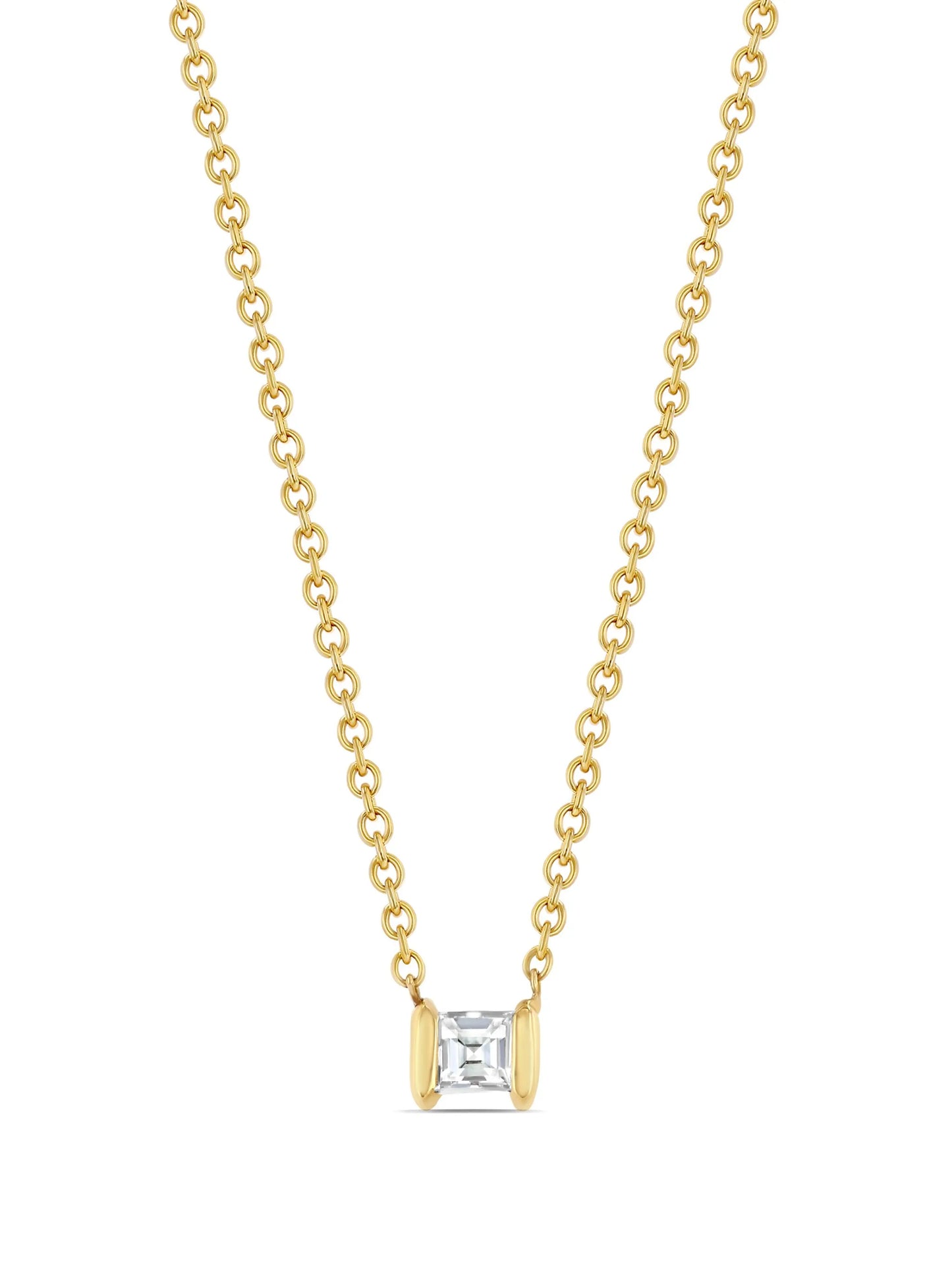 18kt yellow gold Mini Anchor diamond necklace