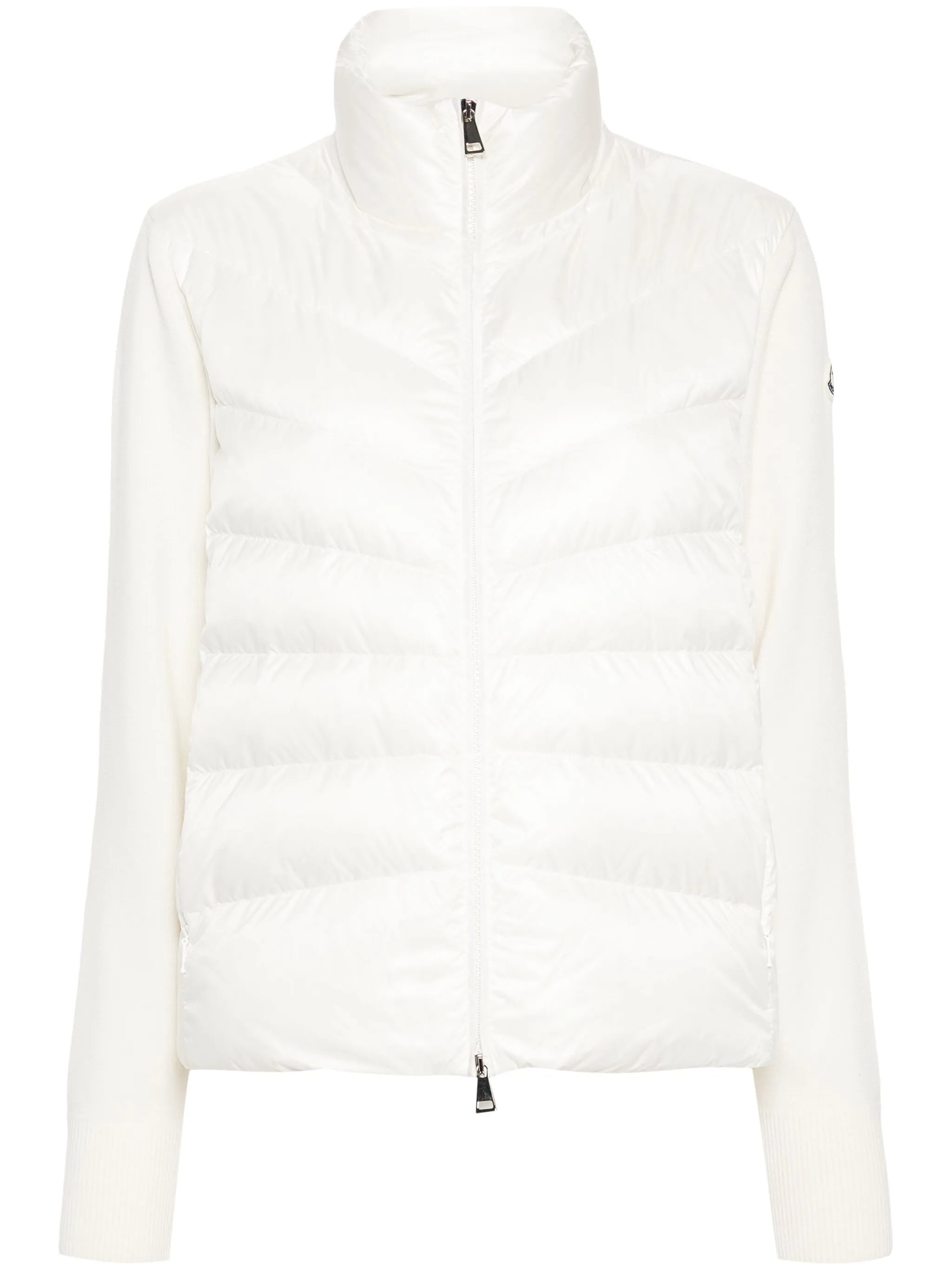 padded wool zip-up cardigan