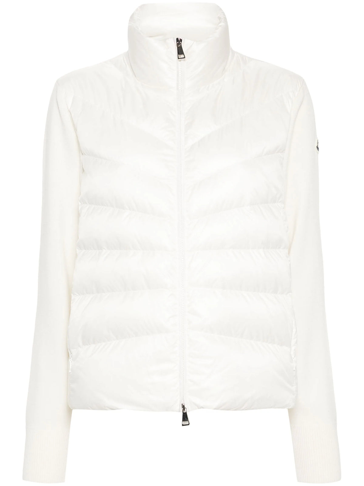 padded wool zip-up cardigan
