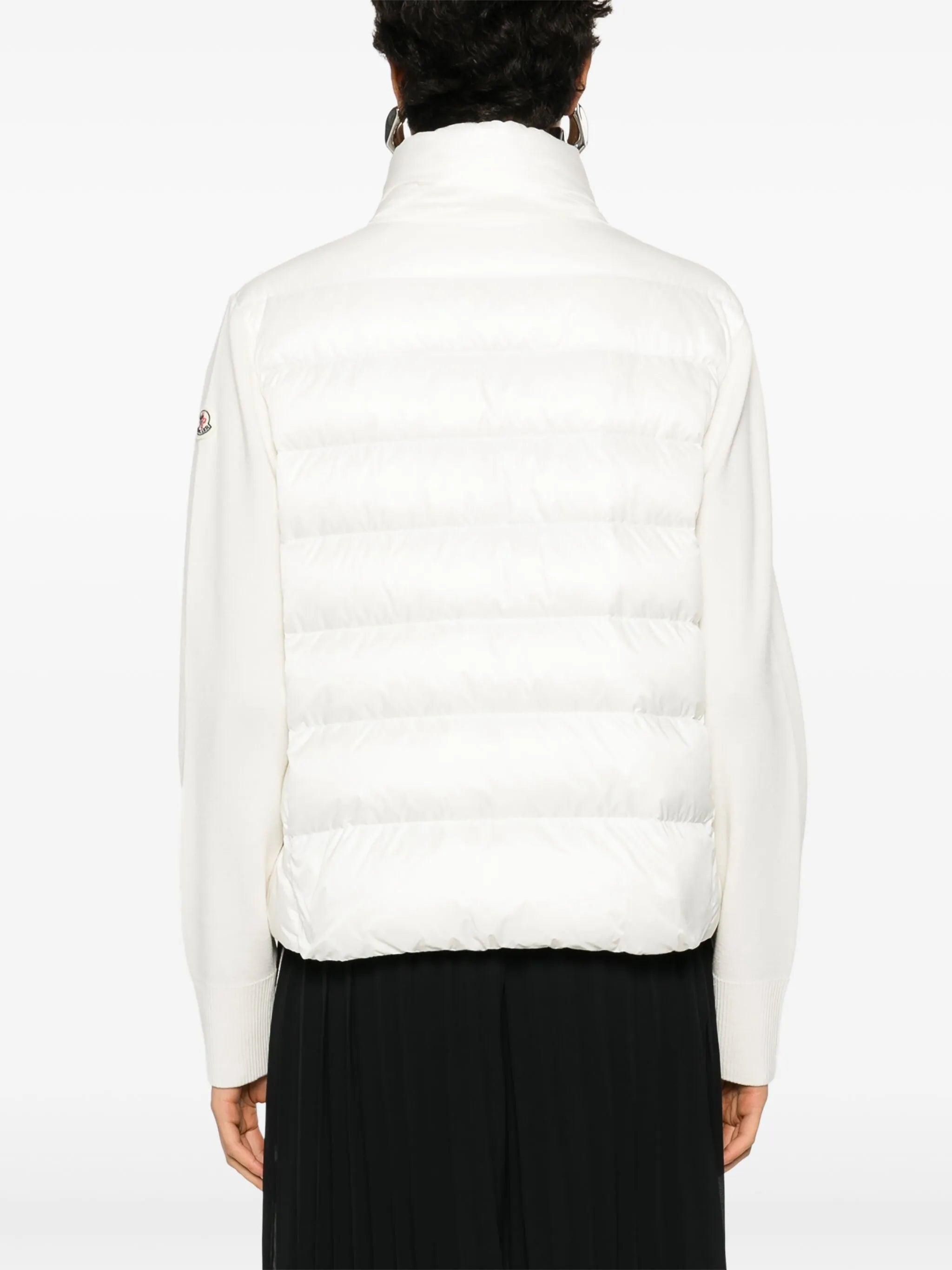 padded wool zip-up cardigan