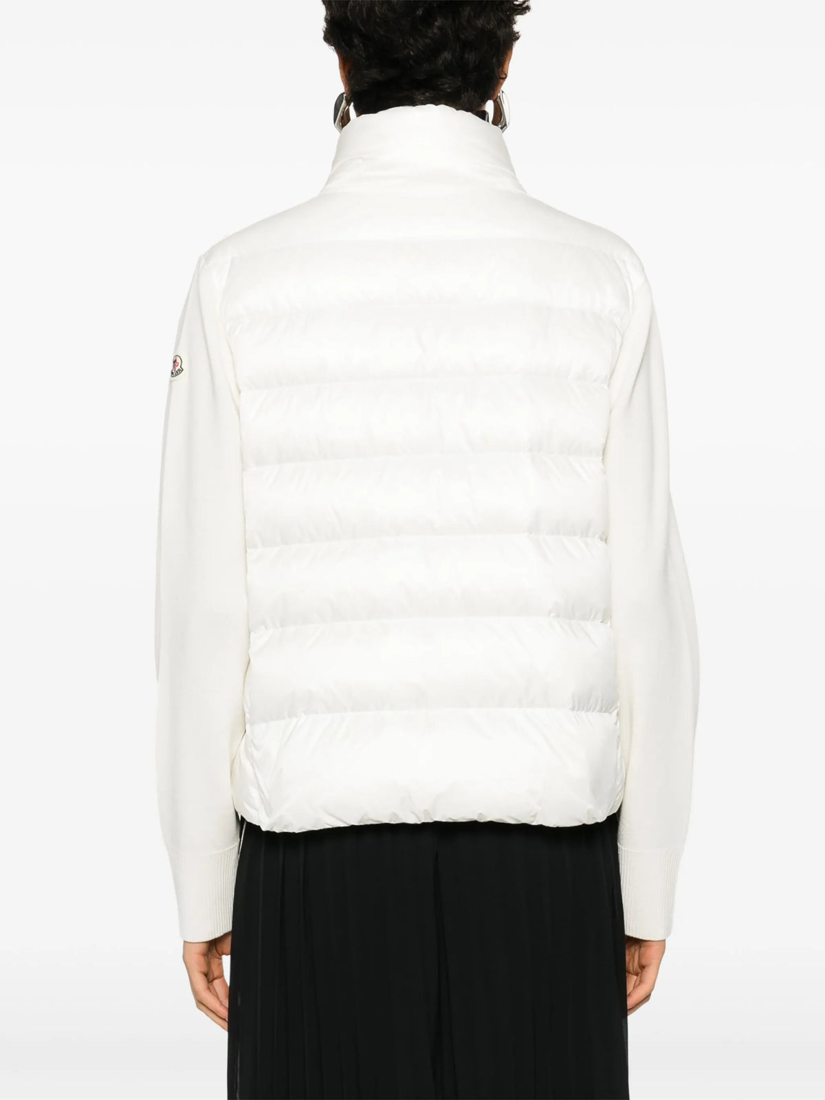 padded wool zip-up cardigan