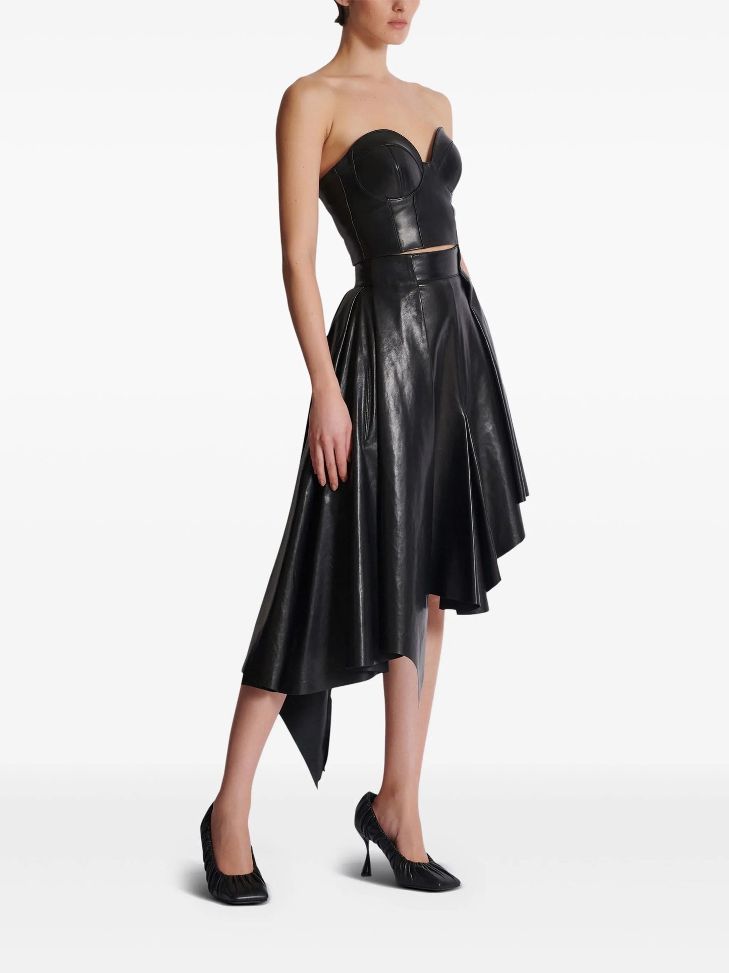 zip-up leather corset top