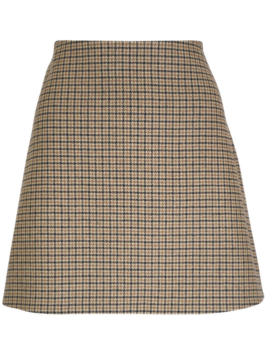 check-pattern straight skirt