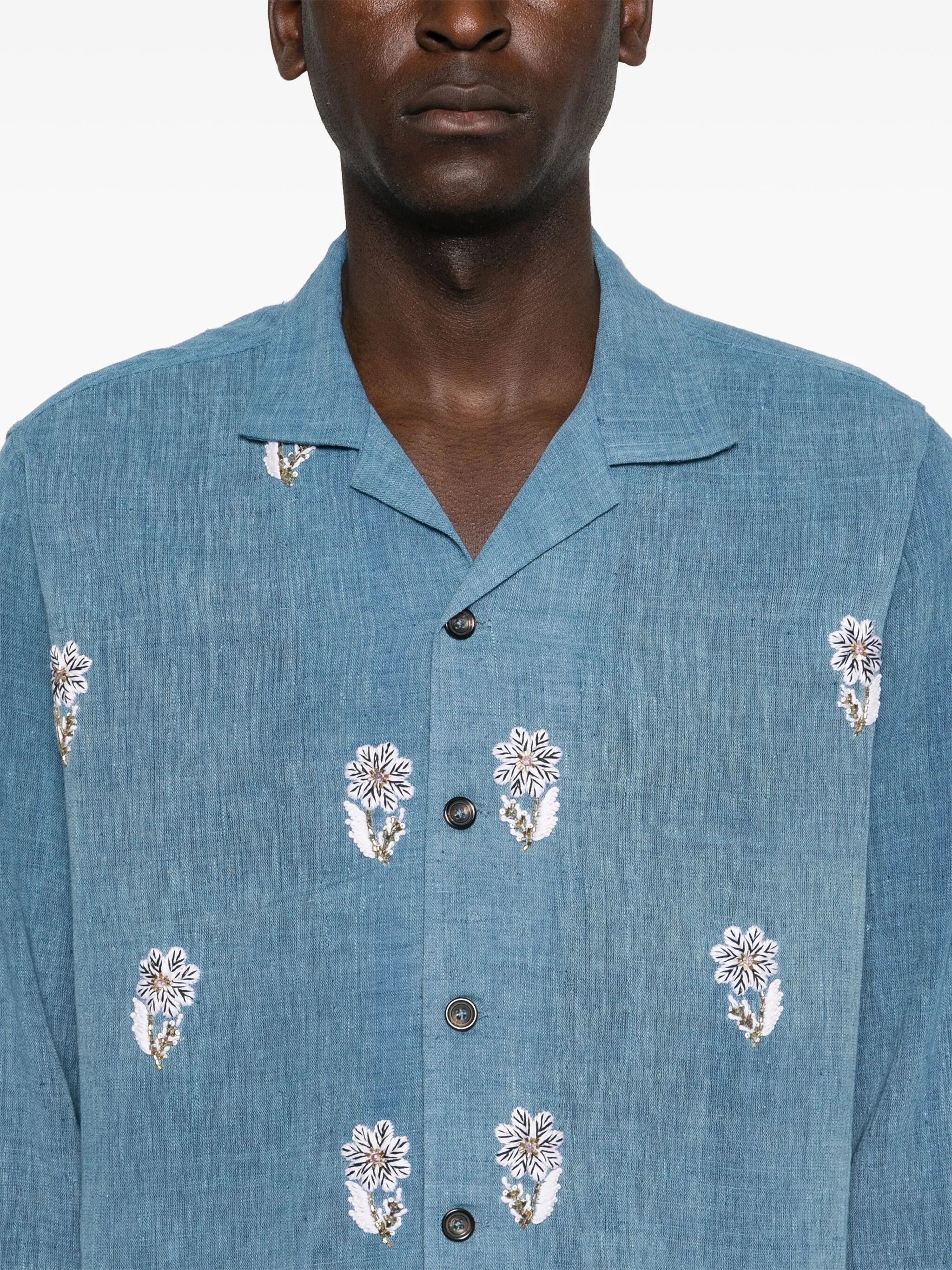 floral-embroidery shirt