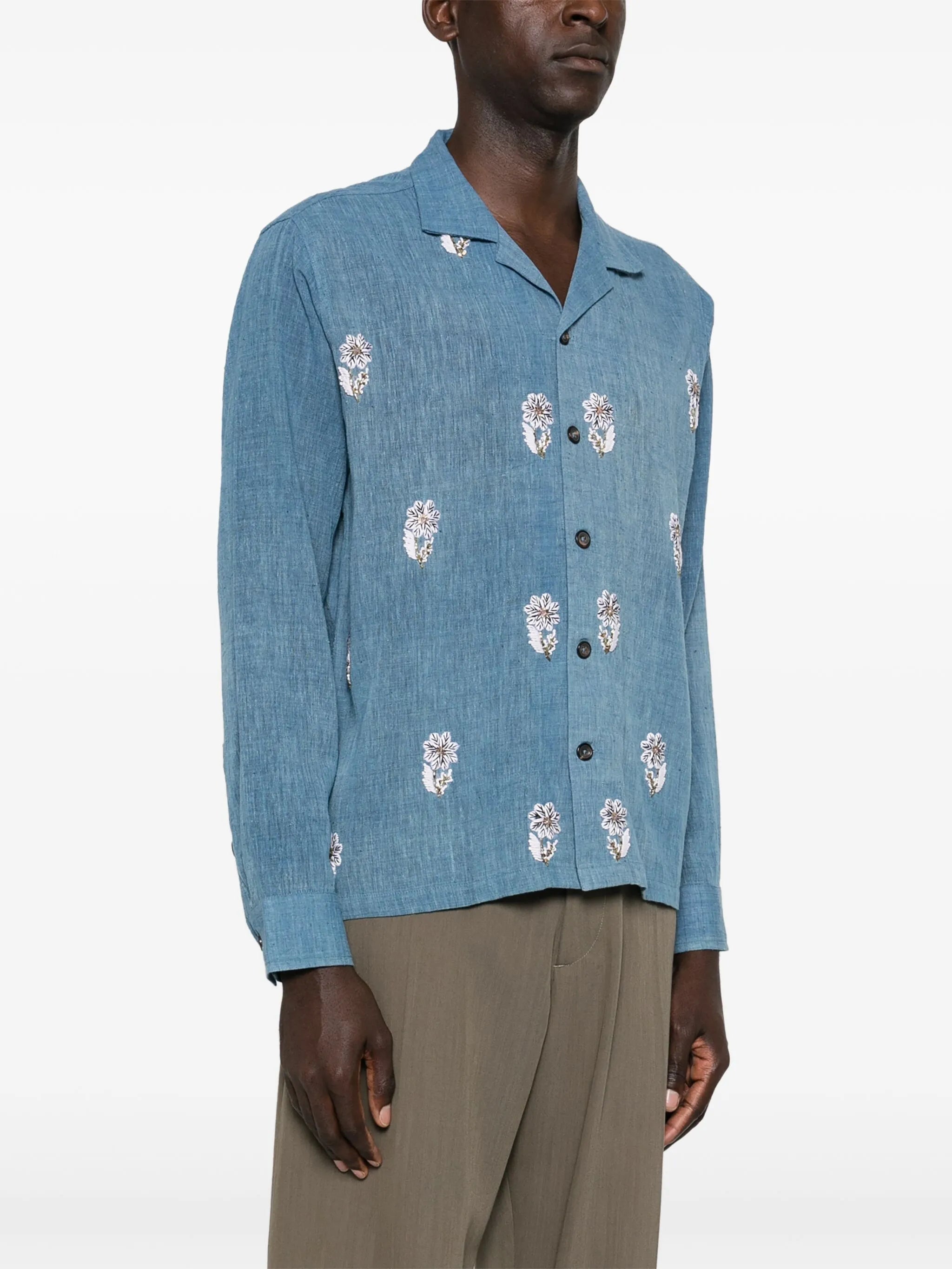 floral-embroidery shirt