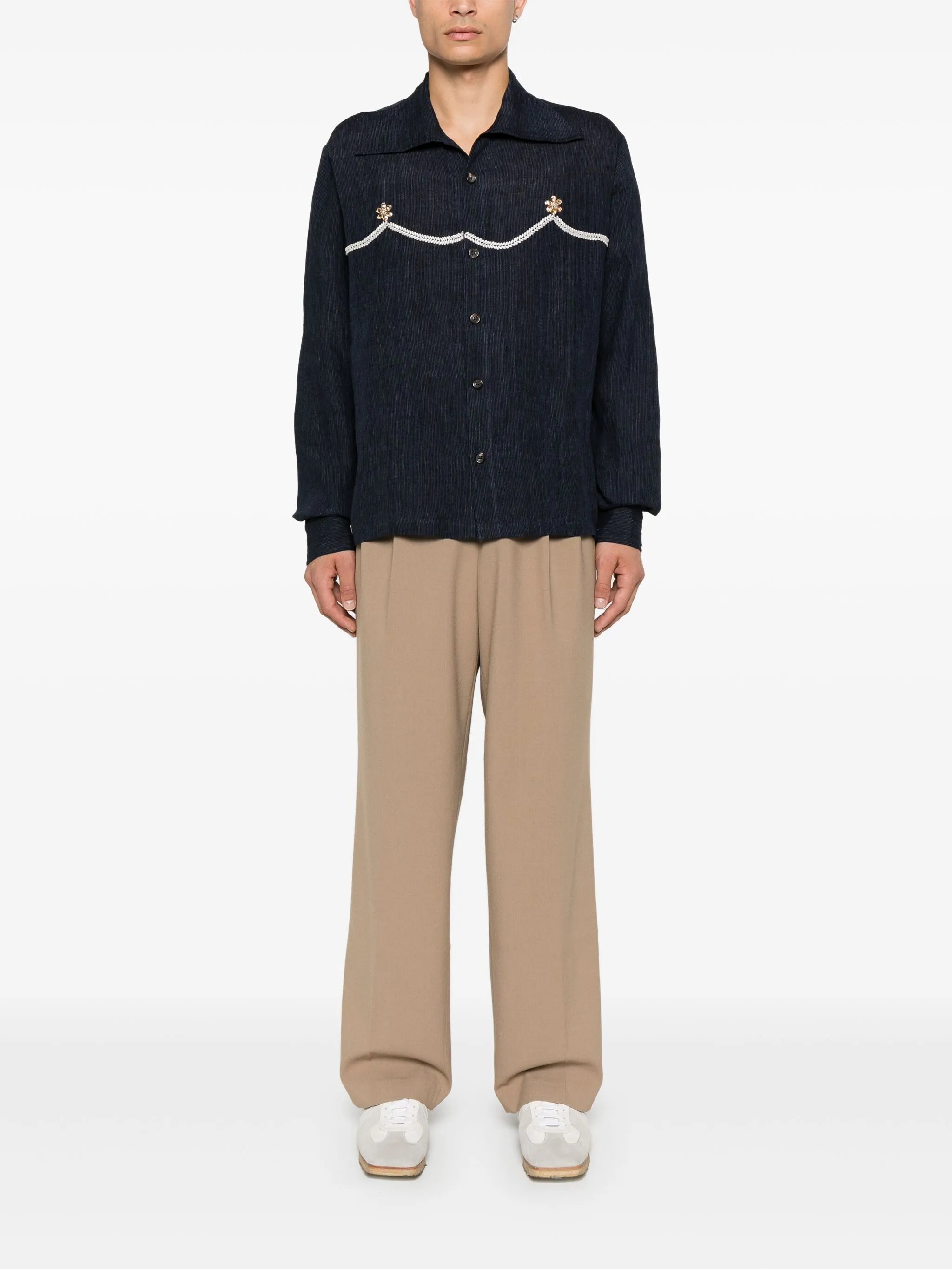 pearl-detail shirt