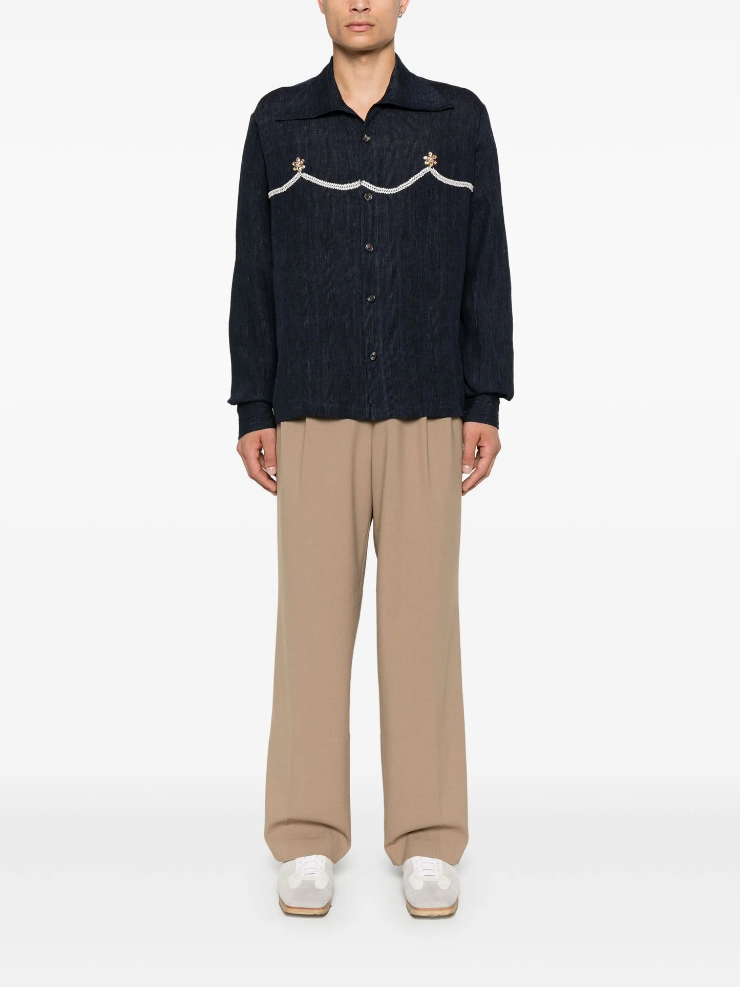 pearl-detail shirt