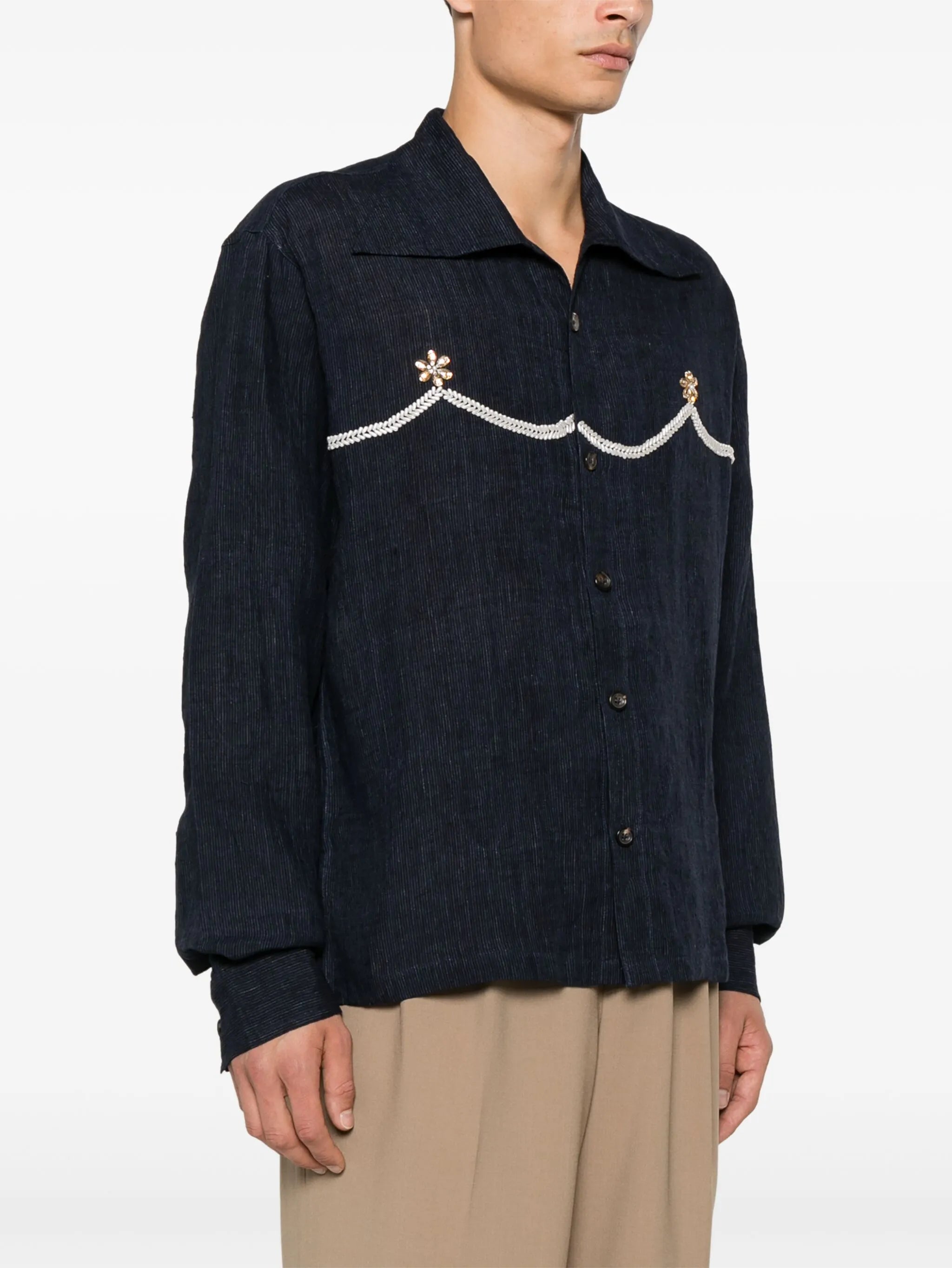 pearl-detail shirt
