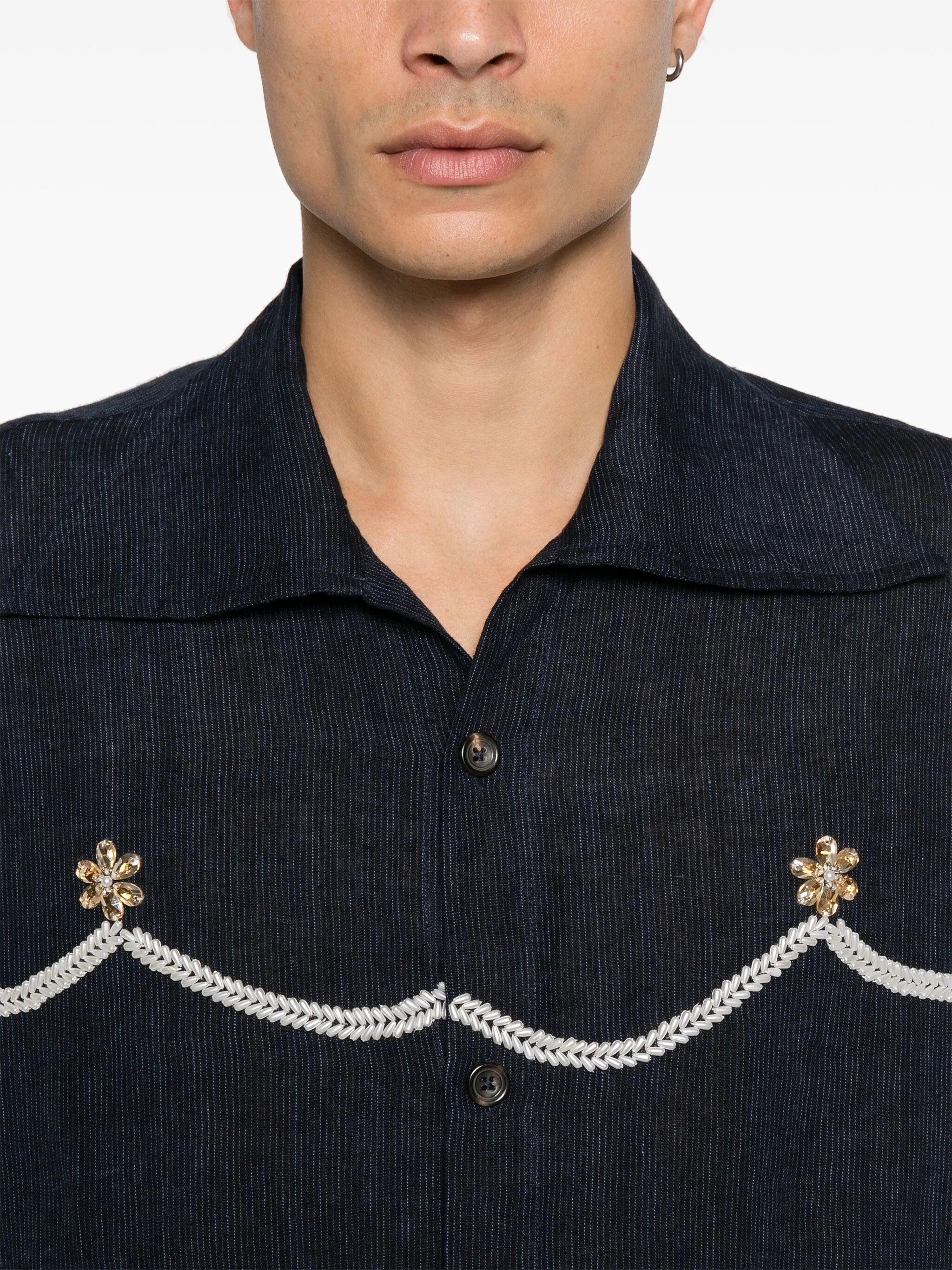 pearl-detail shirt